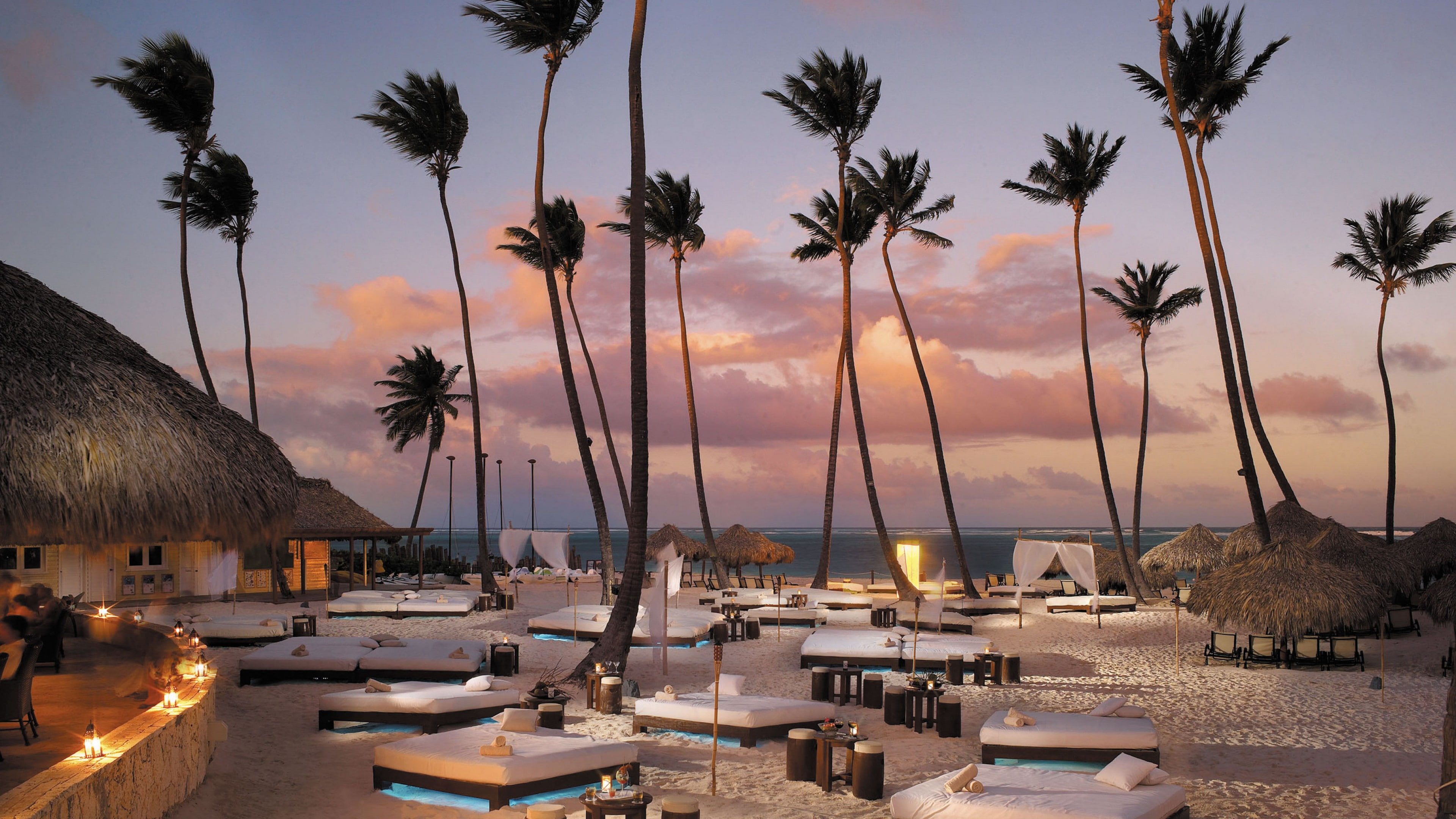 travel, tourism, resort, Best beaches of 2017, sand, Punta Kana, sunset, 4K, vacation, Best Hotels of 2017, Paradisus Palma Real, HD Wallpaper