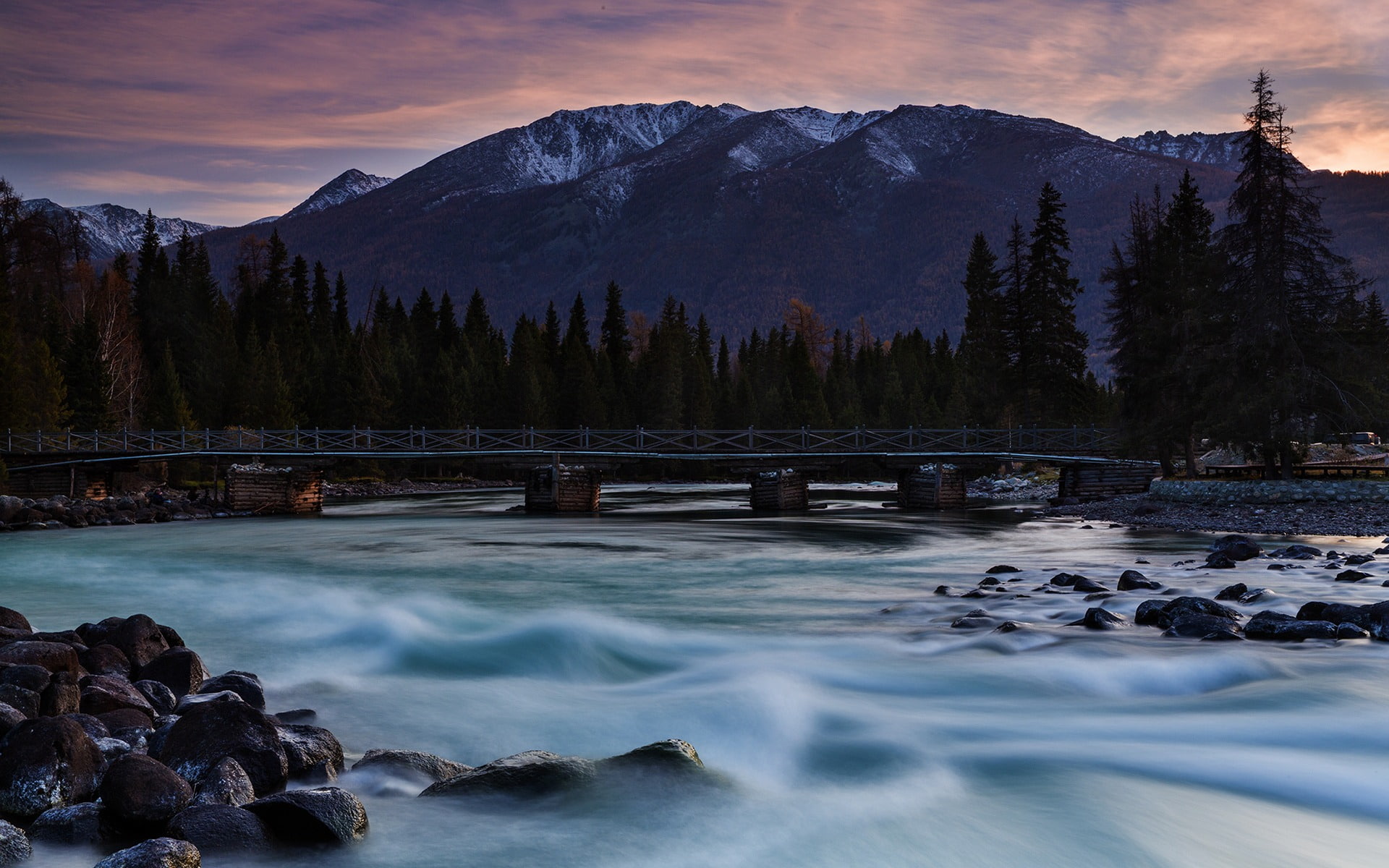 tree, water, mountain range, photo, rock - object, long exposure, wallpape, flowing water, mountain, sky, pine tree, china, land, cloud - sky, hd, nature, HD Wallpaper