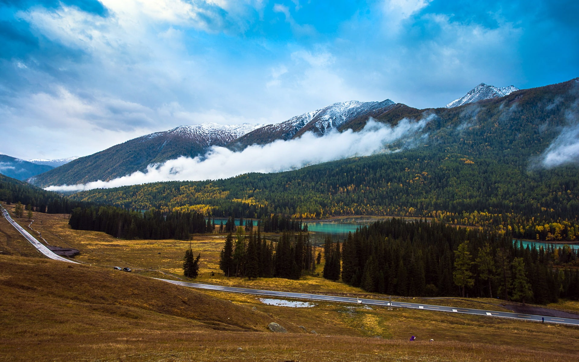water, tree, xinjiang, travel, cloud - sky, environment, scenics - nature, china, mountain range, wallpape, photo, non-urban scene, hd, 1080P, mountain, HD Wallpaper
