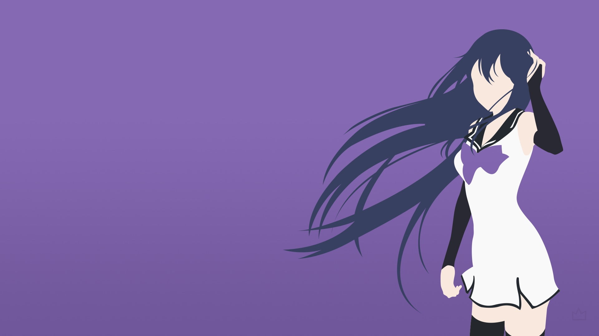 adult, girl, side view, Gokukoku no Brynhildr, 1080P, Neko Kuroha, colored background, anime vectors, blue, studio shot, women, hair, hairstyle, one person, HD Wallpaper