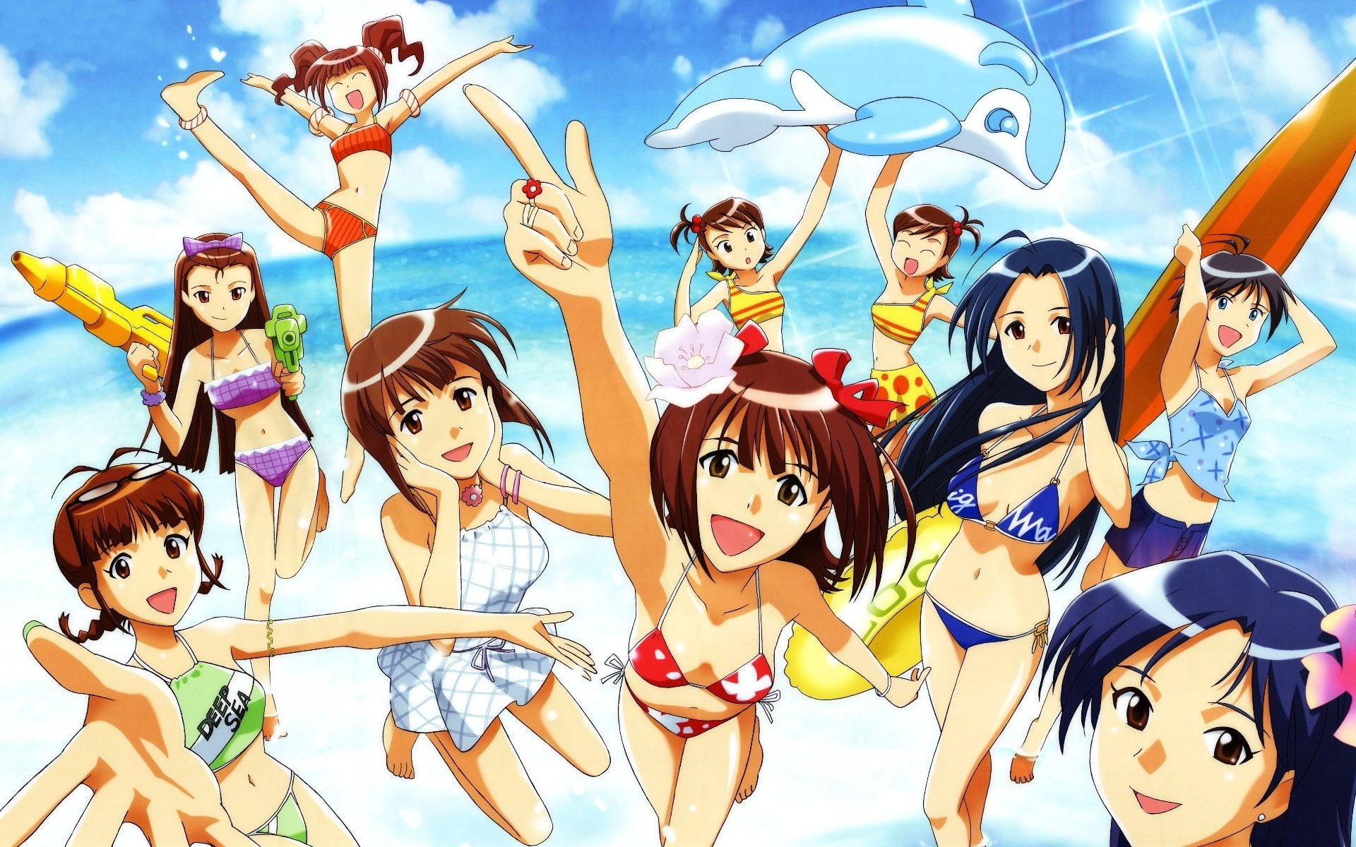 Azusa Miura, Chihaya Kisaragi, Ritsuko Akizuki, Yukiho Hagiwara, Mami Futami, Makoto Kikuchi, Yayoi Takatsuki, Ami Futami, 1080P, Anime, Haruka Amami, HD Wallpaper