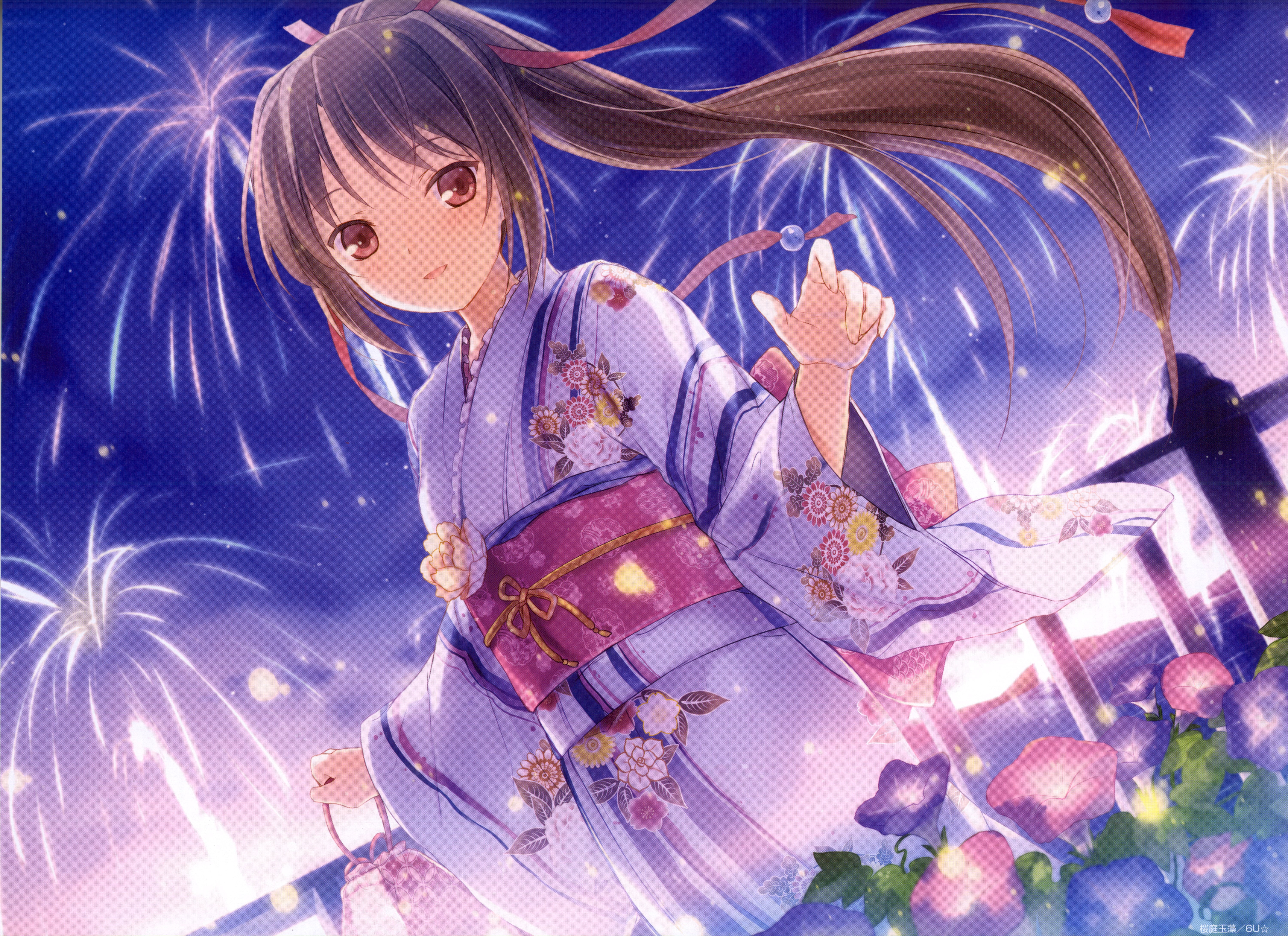 eternal, fireworks, 5K, sakuraba, yukata, hitsujikai, august, daitoshokan, tamamo, HD Wallpaper