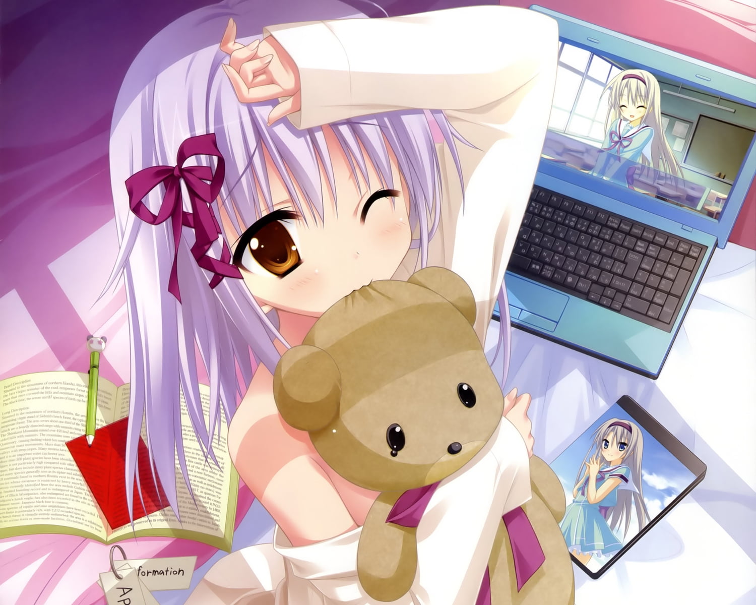 toy, wireless technology, girl, creativity, haired, connection, cute, child, large group of objects, computer, childhood, one Person, close-up, anime, wink, HD Wallpaper