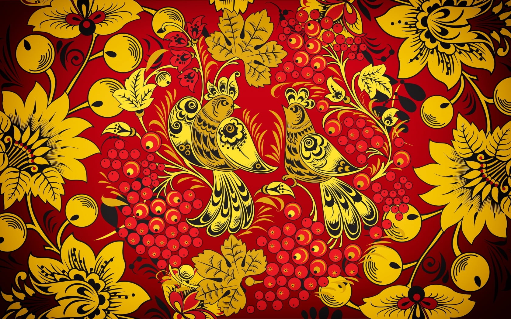 ivan ivanovich, backgrounds, embroidery, red, leaf, design, repetition, beauty, art and craft, bird, art, choice, 720P, decoration, close-up, HD Wallpaper