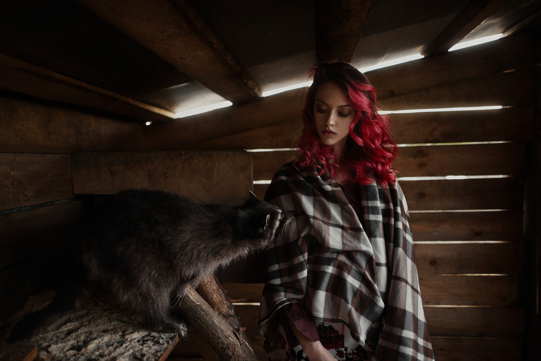 Tatiana Mertsalova, freckles, face, Ekaterina Mozhina, painted, inspiration, girl, the barn, Cape, natural, 1080P, model, russian, red, light, portrait, HD Wallpaper