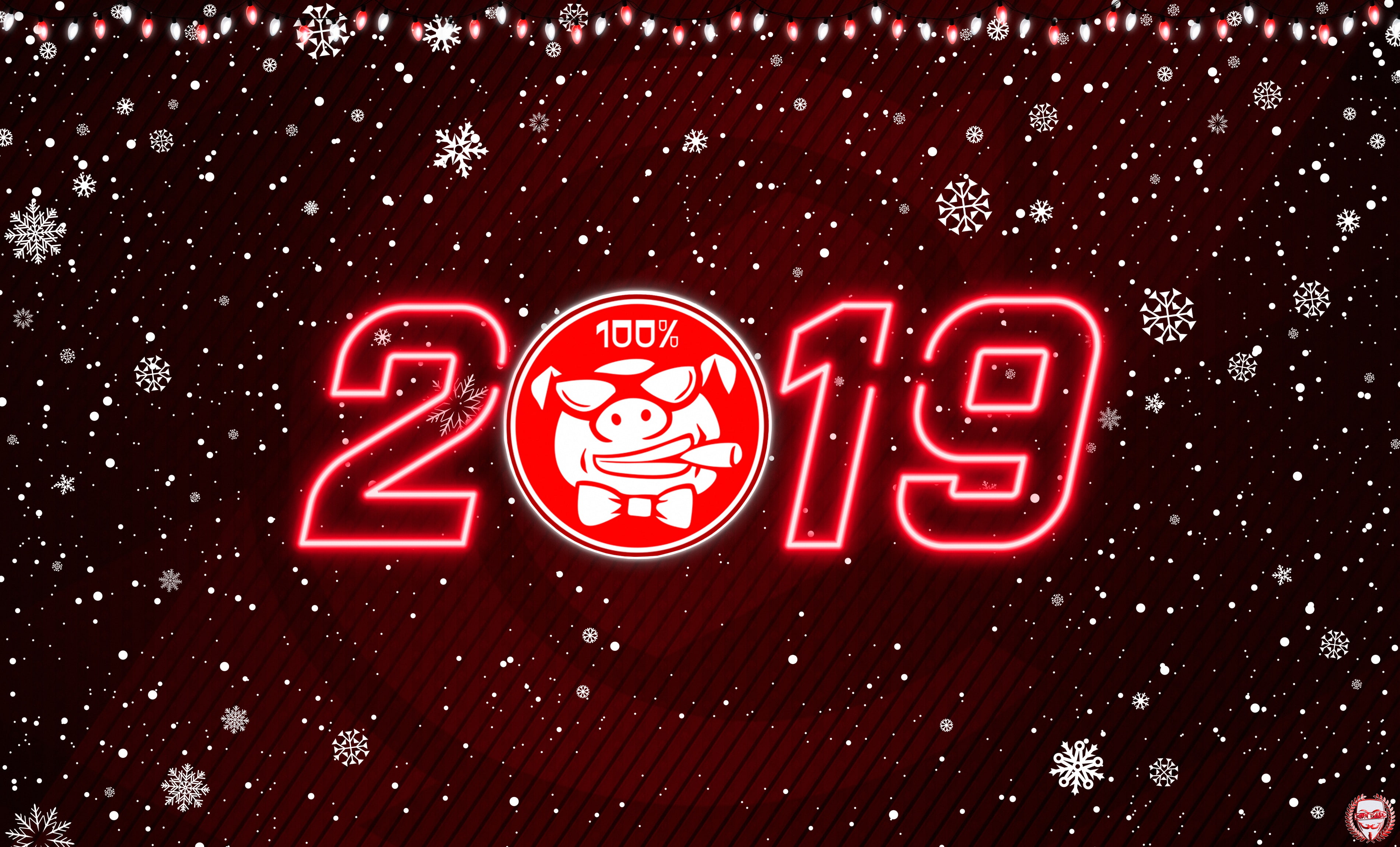 Minimalism, Snowflakes, Background, Neon, Christmas, 2019, 1922, 2K, The Year Of The Pig, madeinkipish, Spartacus, Mood, Holiday, Spartak Moscow, Meat, HD Wallpaper