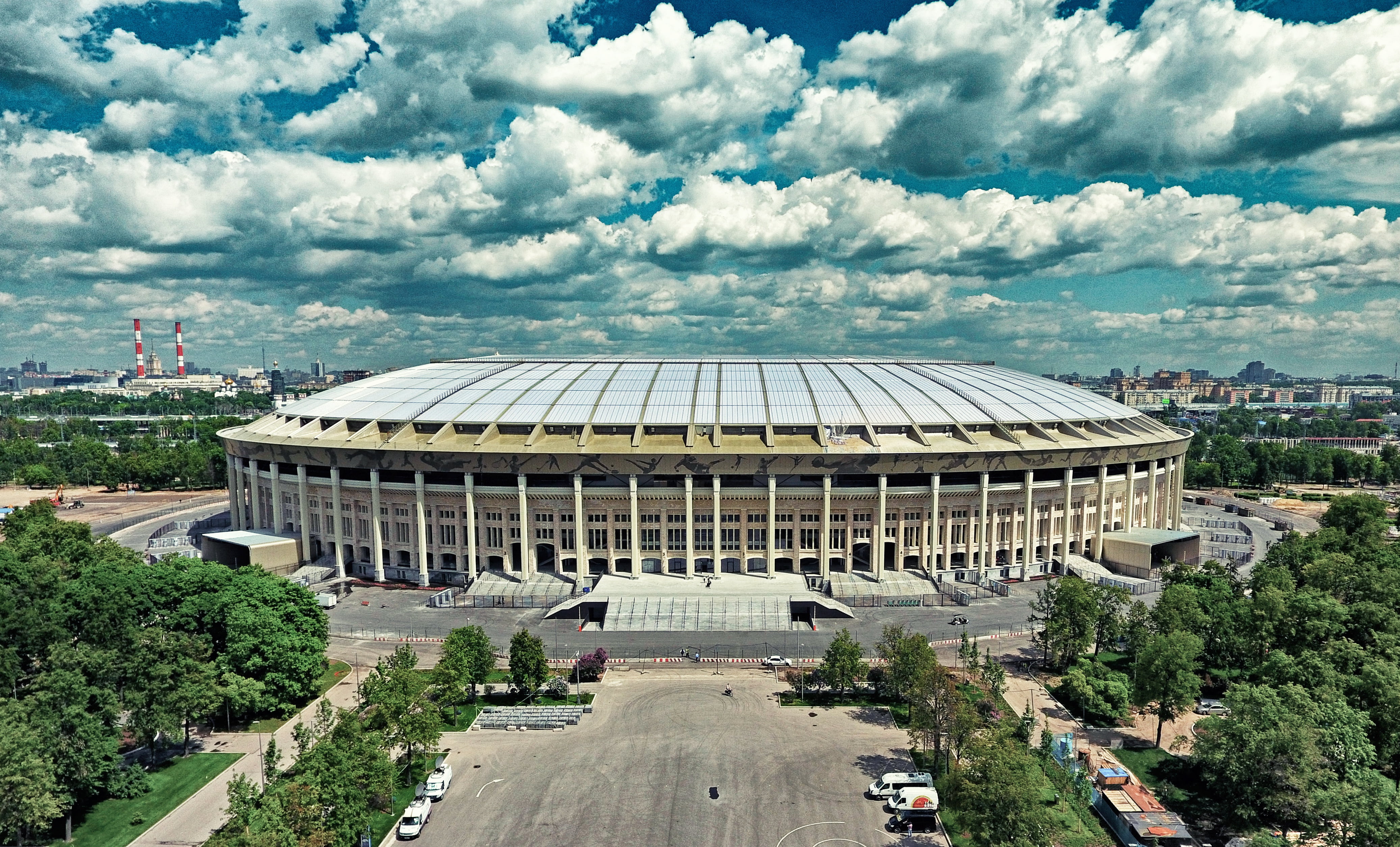 Stadium, Moscow, 4K, Stadium " Luzhniki", The Main Stadium, The sky, Sport, Football, The city, Russia, Luzhniki, HD Wallpaper
