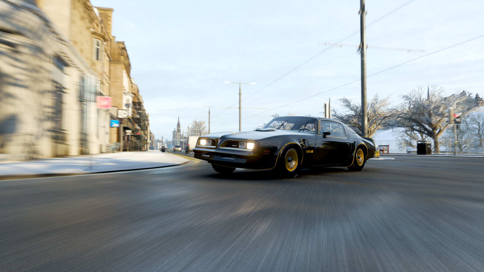 Pontiac Firebird Trans Am, Forza Motorsport, 1080P, Video Game, Vehicle, Forza Horizon 4, Car, City, Black Car, HD Wallpaper
