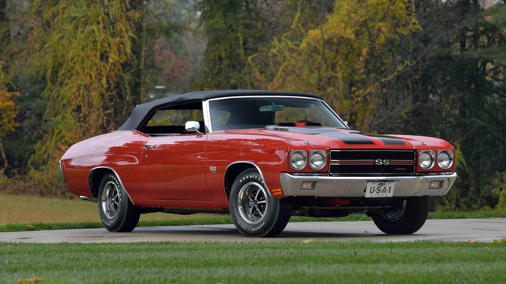 720P, (ss), chevrolet, convertible, chevelle, red, cars, 1970, HD Wallpaper