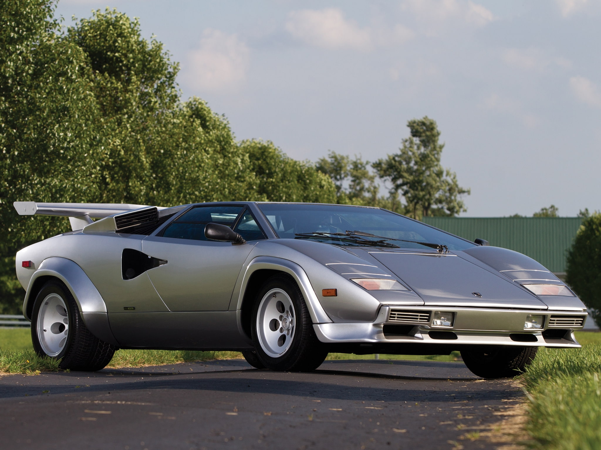 lamborghini countach, sky, sunlight, street, Vehicle, cars, city, day, supercar, silver, nature, outdoors, classic, land vehicle, 1080P, car, motor vehicle, HD Wallpaper