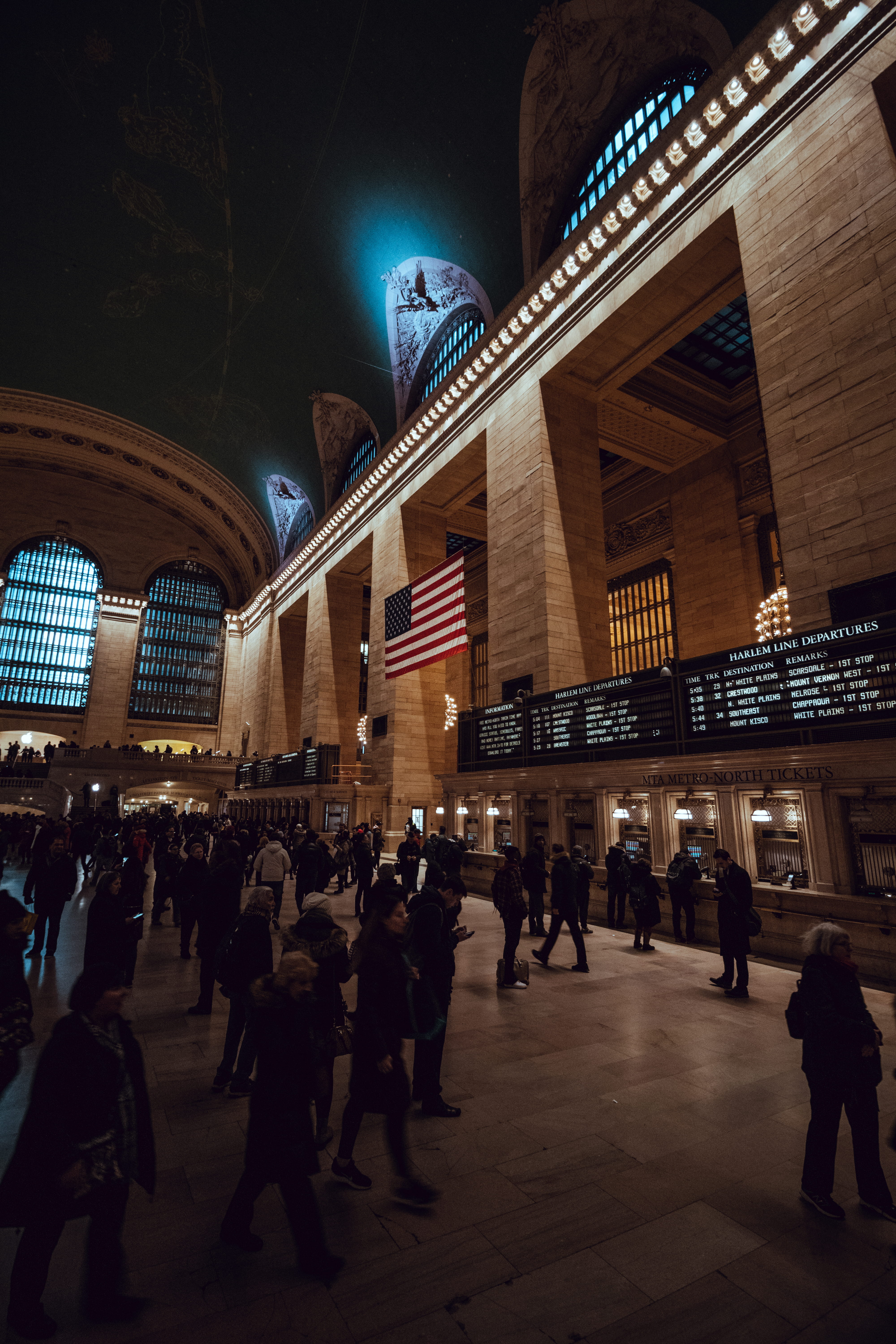 person, walking, skyscraper, modern, train station, flag, metropolis, flooring, night life, lifestyles, human, outside, urban, interior design, travel, Phone HD Wallpaper