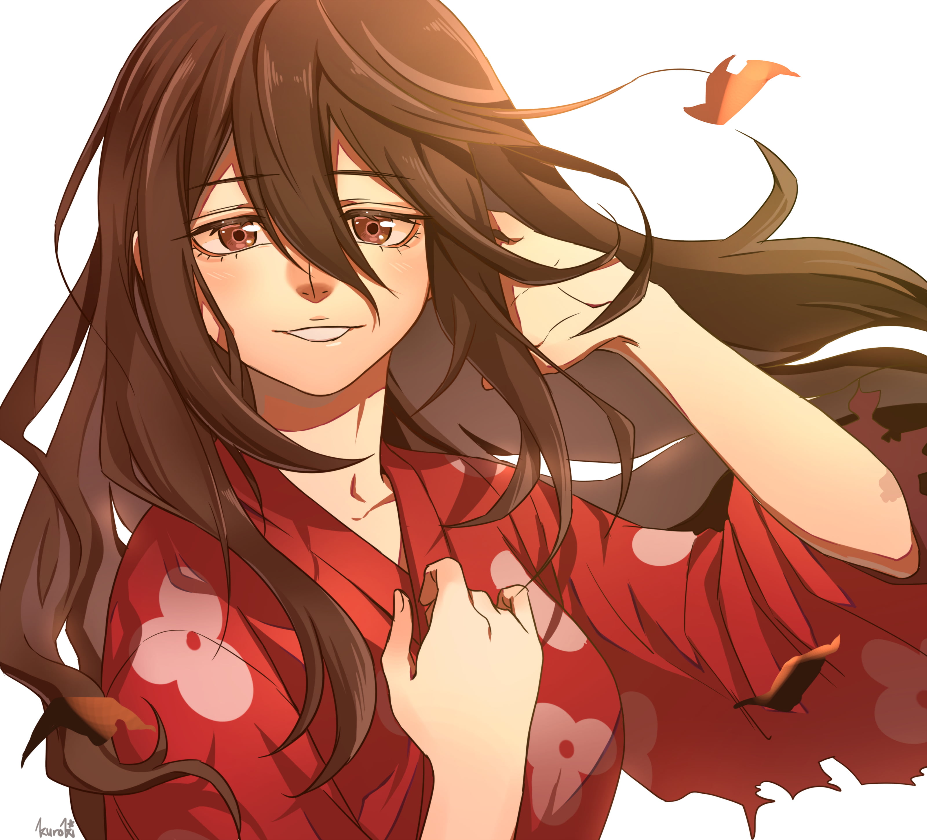 Anime, Long Hair, Girl, Dororo, Brown Hair, Dororo (Anime), 2K, Smile, Brown Eyes, Mio (Dororo), HD Wallpaper