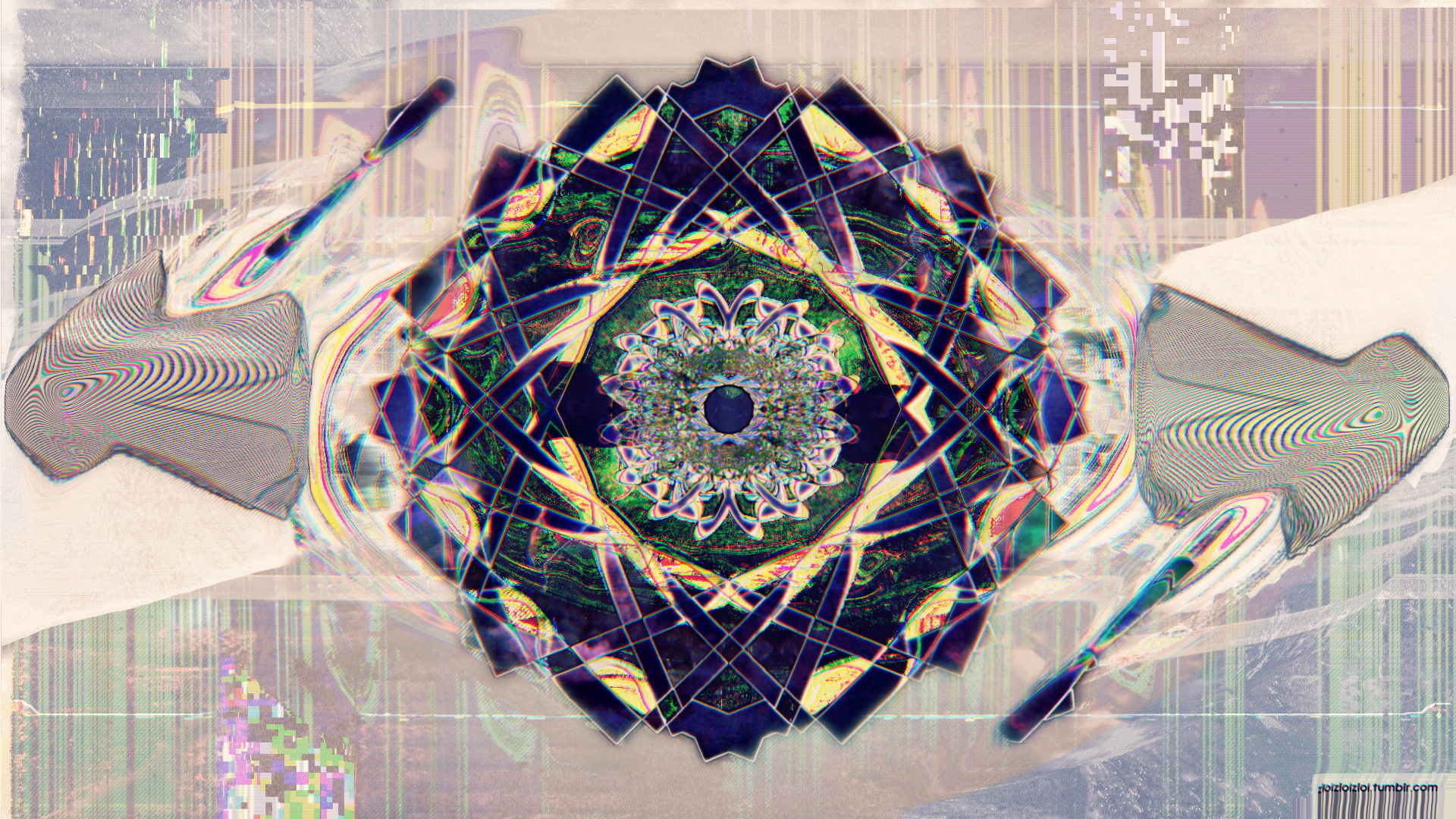 abstract, 1080P, dark, glitch art, LSD, HD Wallpaper