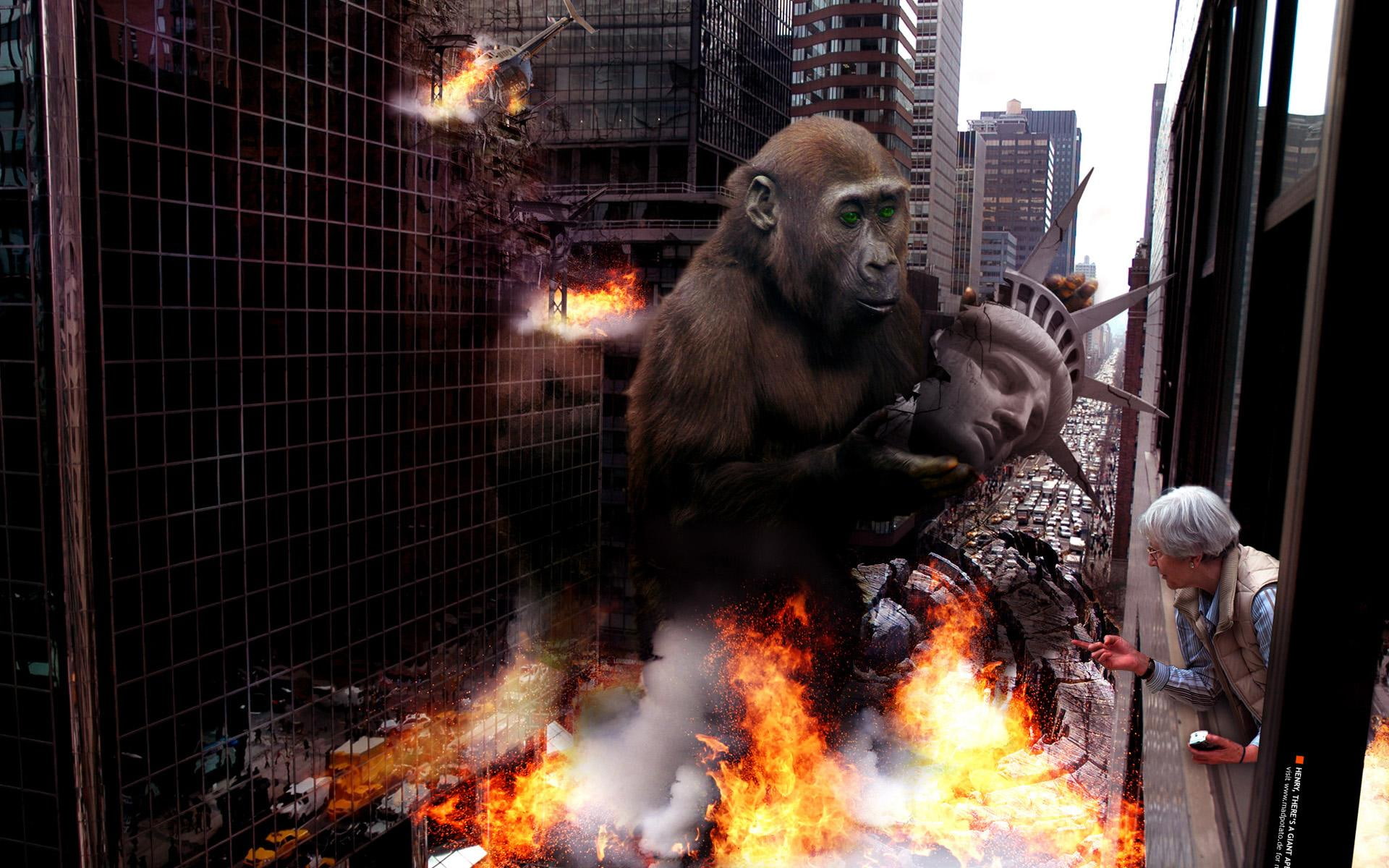 1080P, rampage, city, monkey, animals, new, primate, york, HD Wallpaper