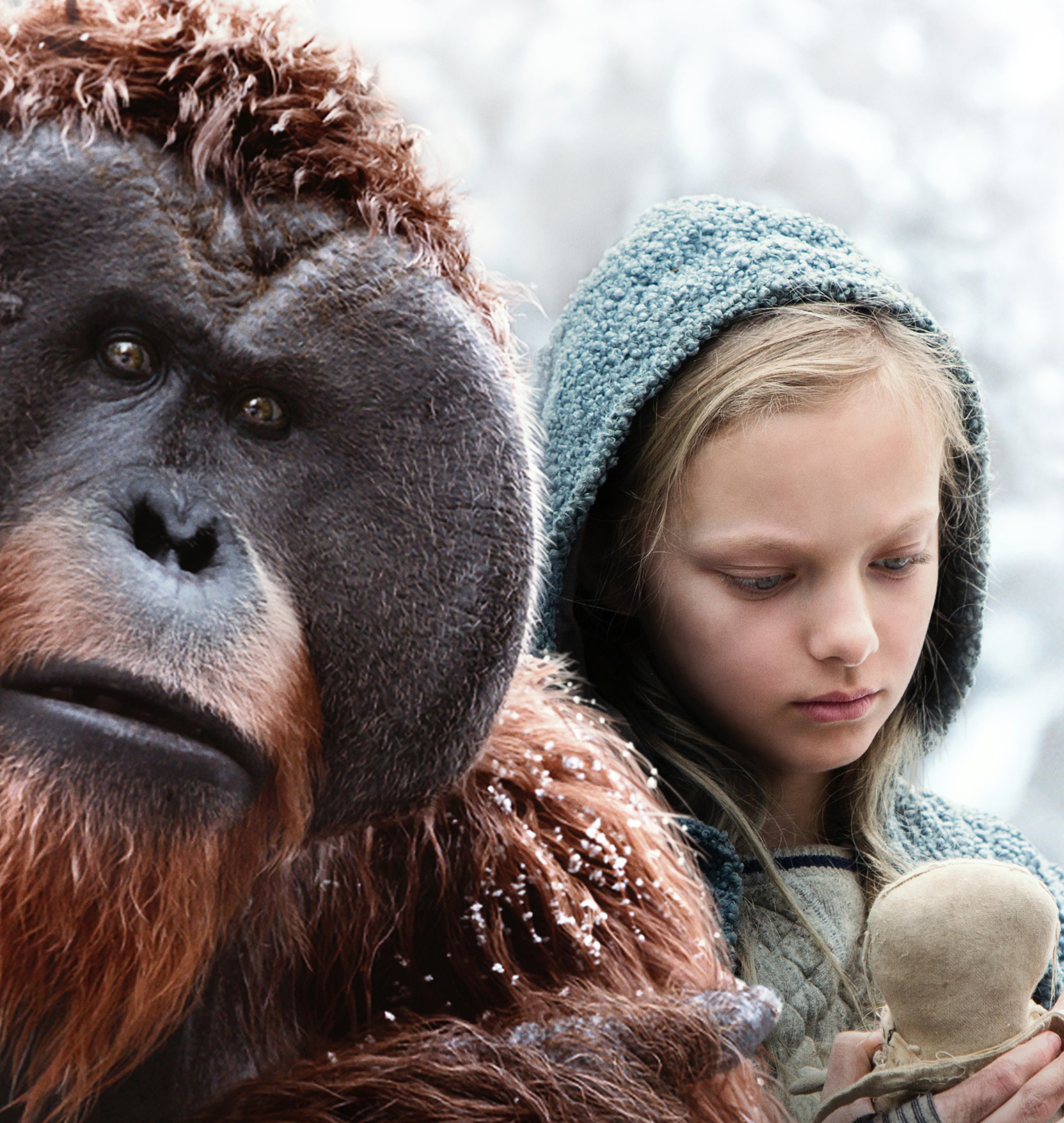 one animal, females, child, hair, people, looking, 1080P, portrait, Nova, close-up, girls, innocence, headshot, War for the Planet of the Apes, Amiah Miller, Phone HD Wallpaper