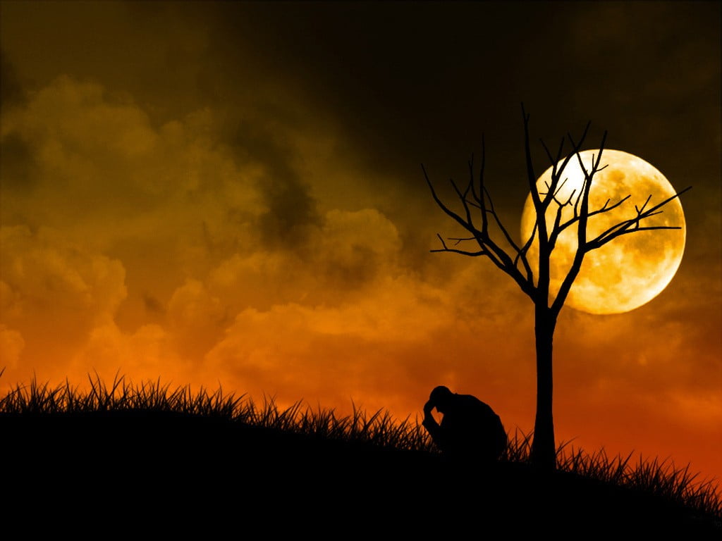 no people, dark, silhouette, sunset, artwork, landscape, sky, alone, dramatic sky, animal themes, outdoors, primate, animals in the wild, night, mammal, HD Wallpaper