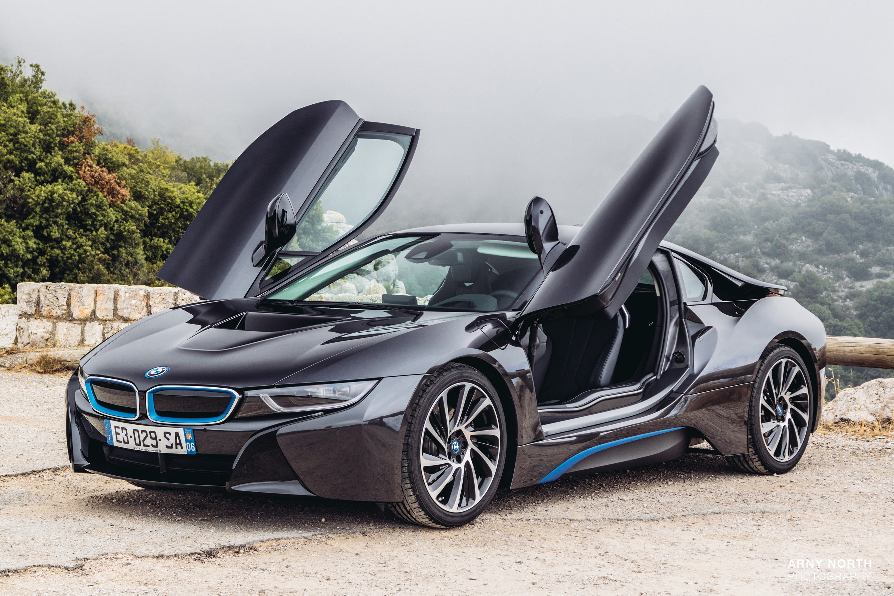 sports car, 2K, BMW I8, Arny North, Black Cars, Monaco, HD Wallpaper