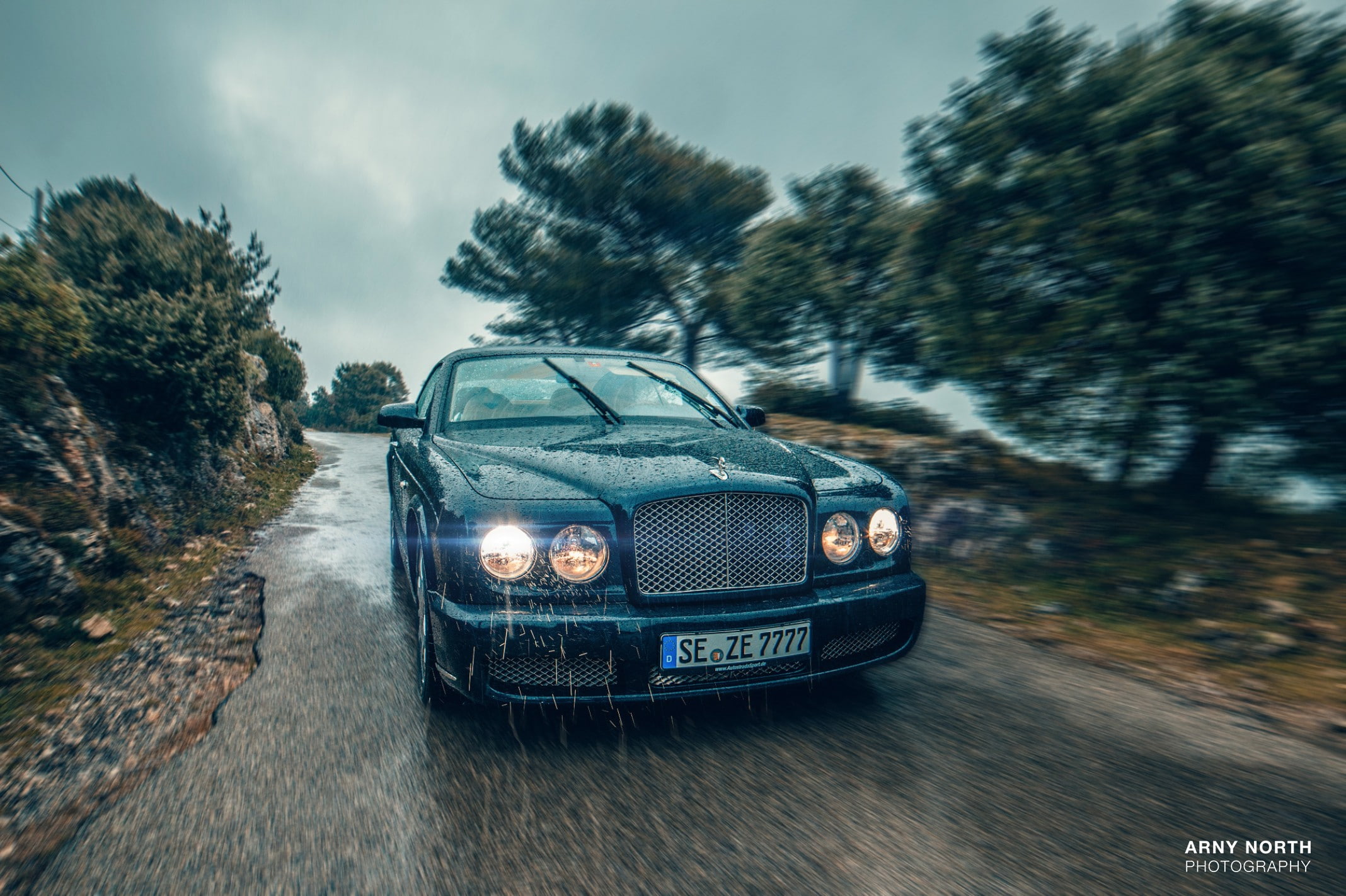 rain, car, Bentley, Arny North, 1080P, road, HD Wallpaper