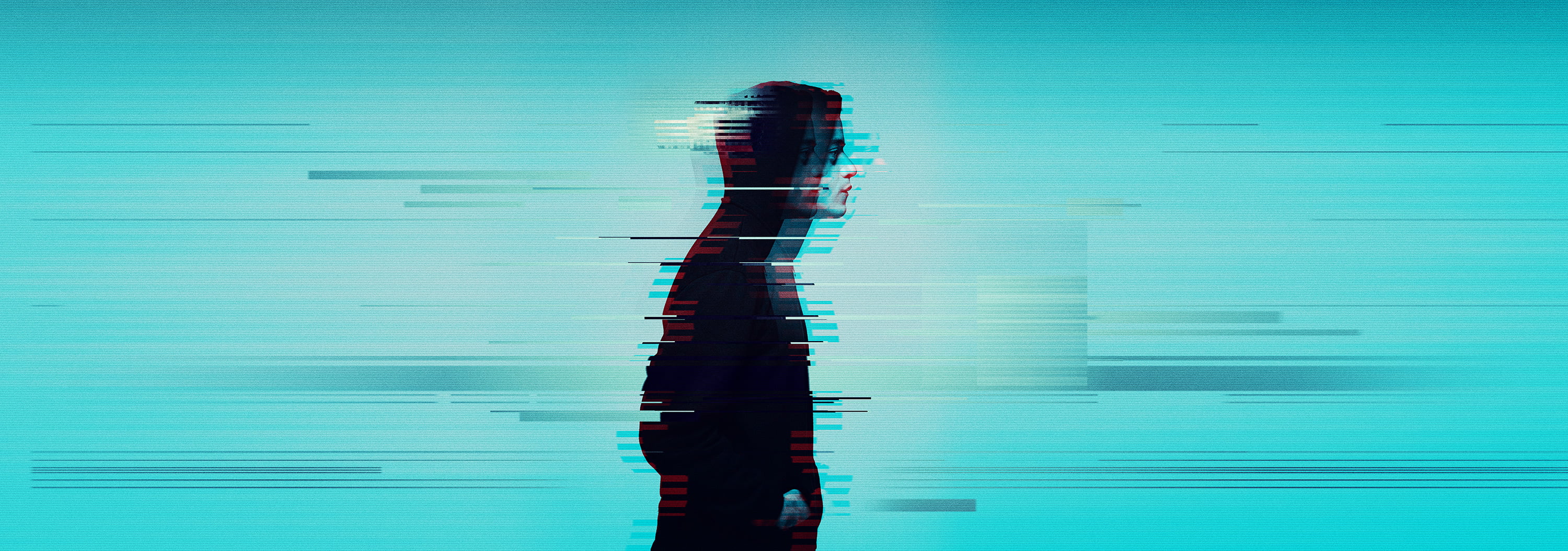 mr robot, turquoise colored, blue background, 2K, reflection, studio shot, outdoors, blue, digital composite, rear view, day, nature, communication, colored background, HD Wallpaper