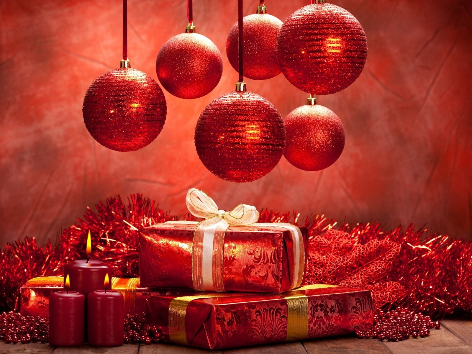 box - container, christmas ornament, illuminated, red, ribbon - sewing item, celebration, ribbon, 720P, wrapping paper, no people, Santa, gift, christmas decoration, HD Wallpaper