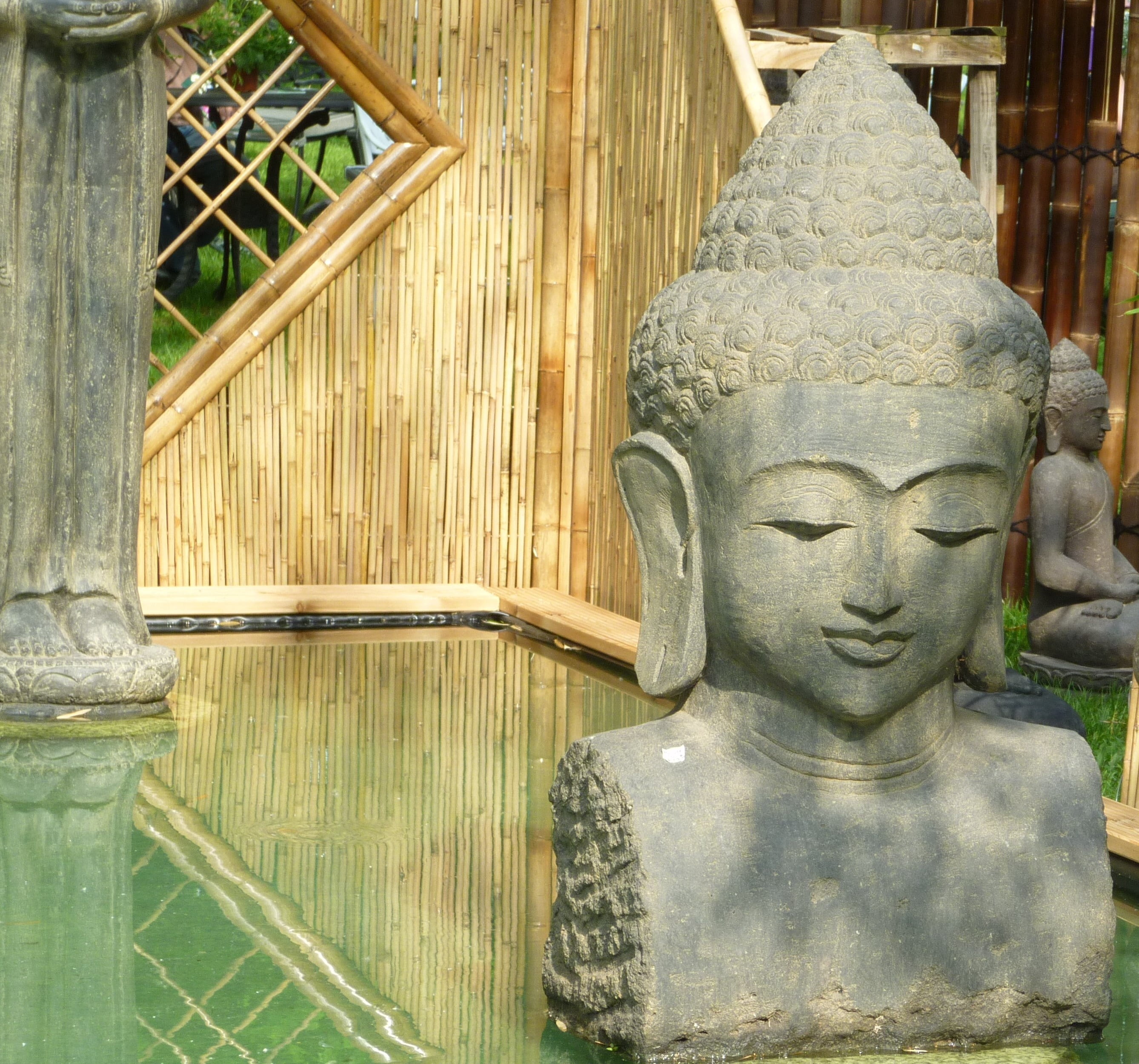male likeness, creativity, wood - material, thailand, east Asian Culture, temple - Building, architecture, pond, craft, no people, belief, statue, cultures, HD Wallpaper