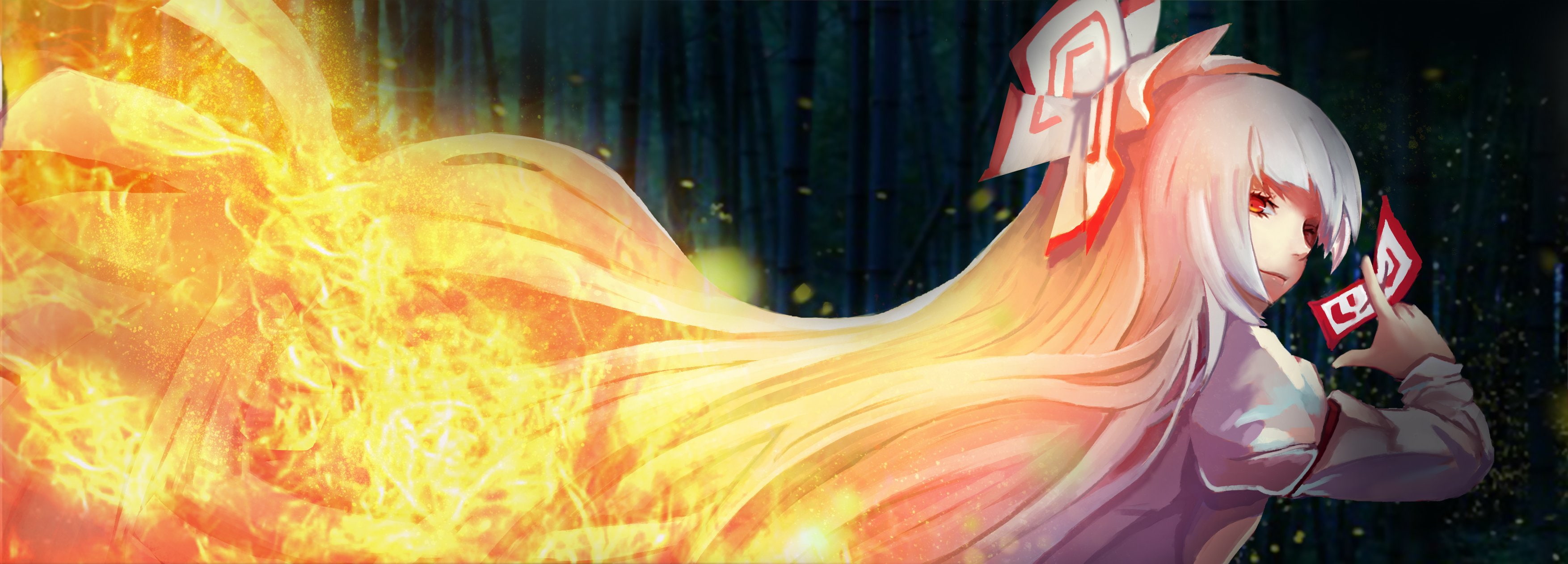 2K, bamboo, mokou, bust, fujiwara, touhou, paper, HD Wallpaper