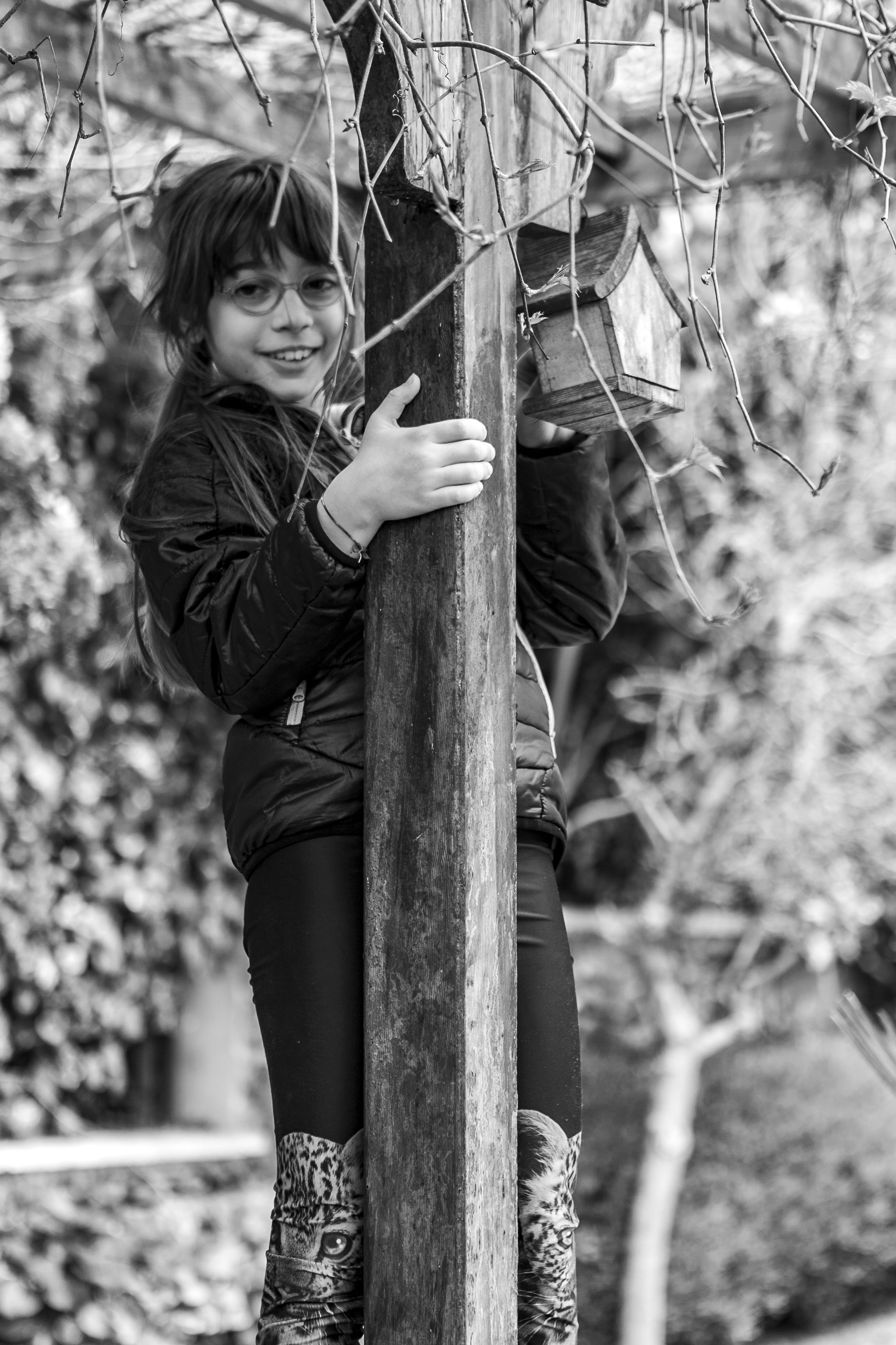 climbing, day, hulki okan tabak, beam, happy, girl, young, real people, casual clothing, innocence, one person, female, boys, plant, child, wooden, childhood, Phone HD Wallpaper