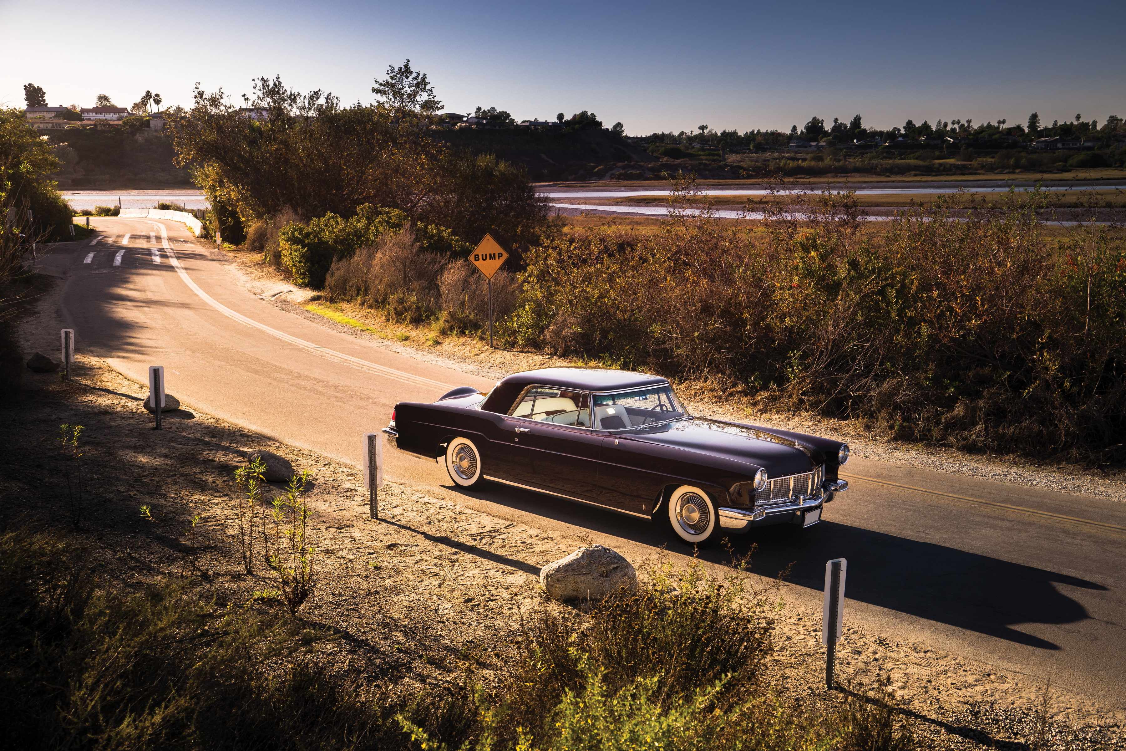 the front, Lincoln, Mark II, Continental, 1956, road, background, 2K, HD Wallpaper