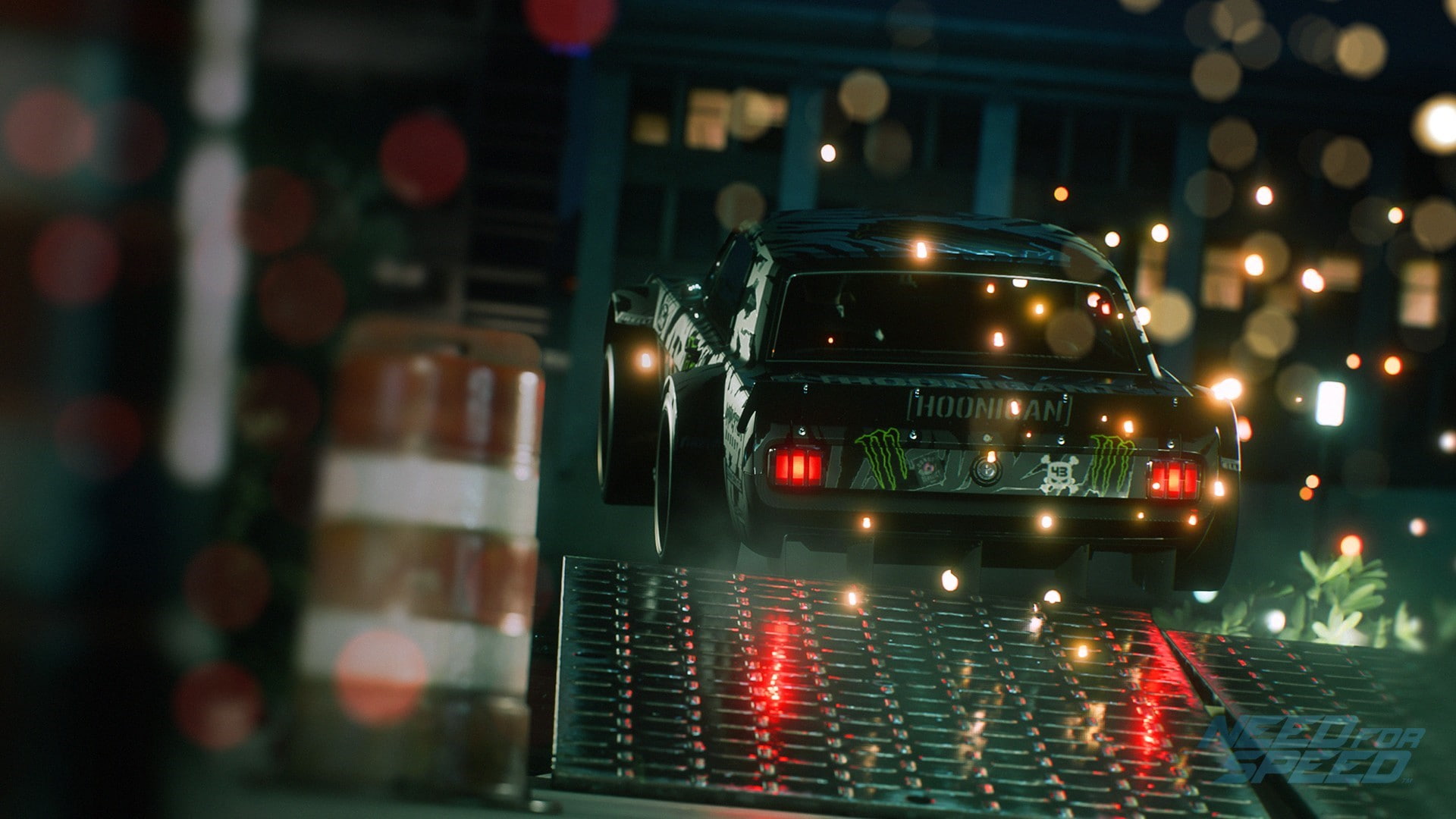 city life, night, connection, mode of transportation, motion, technology, car, motor vehicle, building exterior, need for speed 2015 video games ken block 1965 ford mustang gymkhana, HD Wallpaper