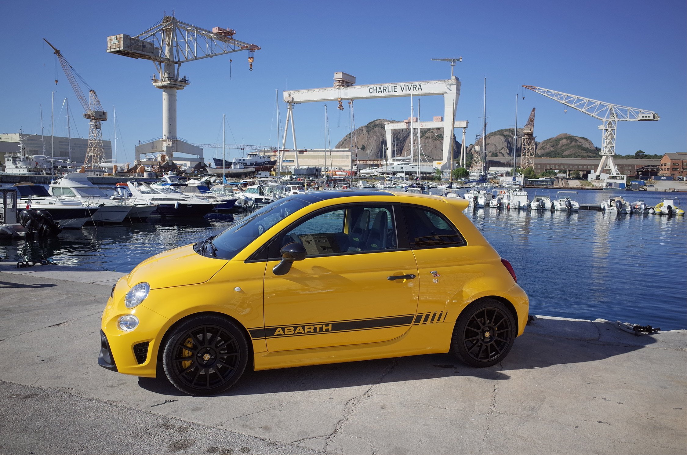 competizione, fiat, 595, 2016, yellow, abarth, 1080P, HD Wallpaper