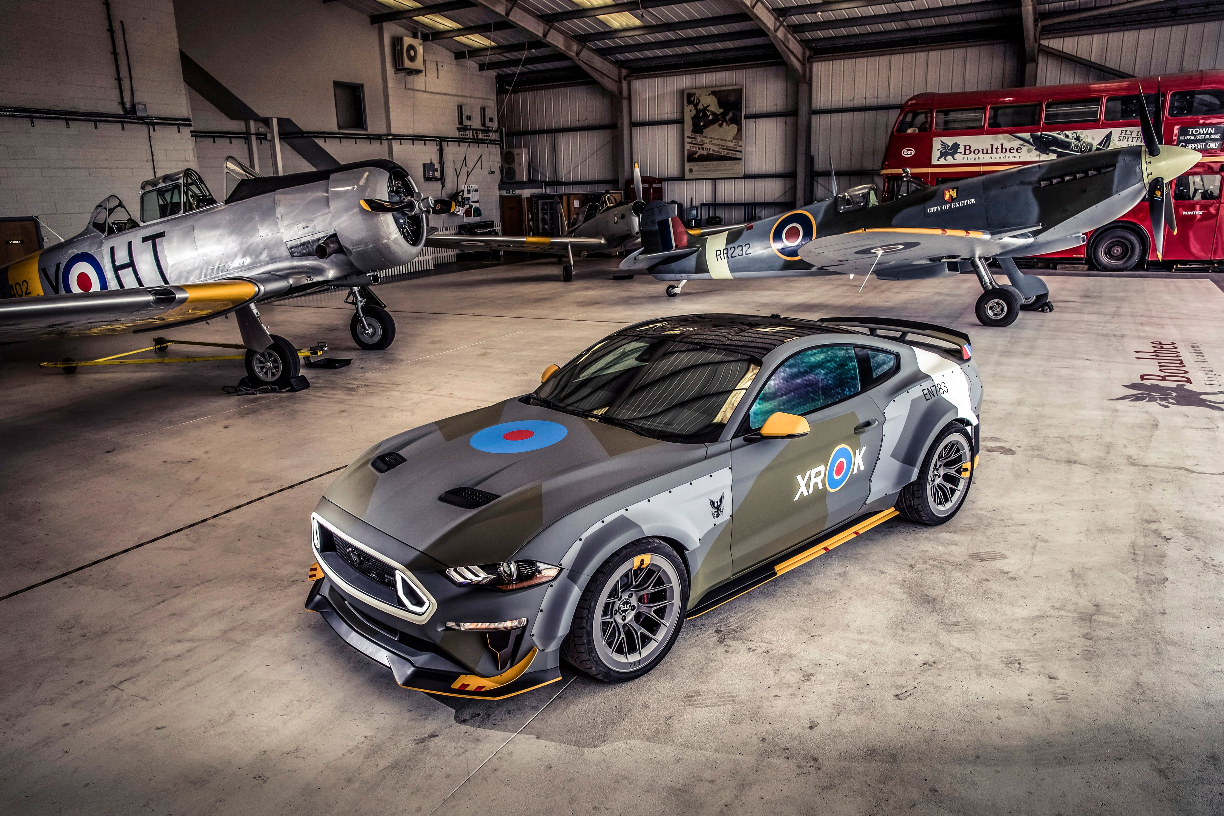 Ford, hangar, 2018, Mustang GT, 4K, Eagle Squadron, RTR, HD Wallpaper