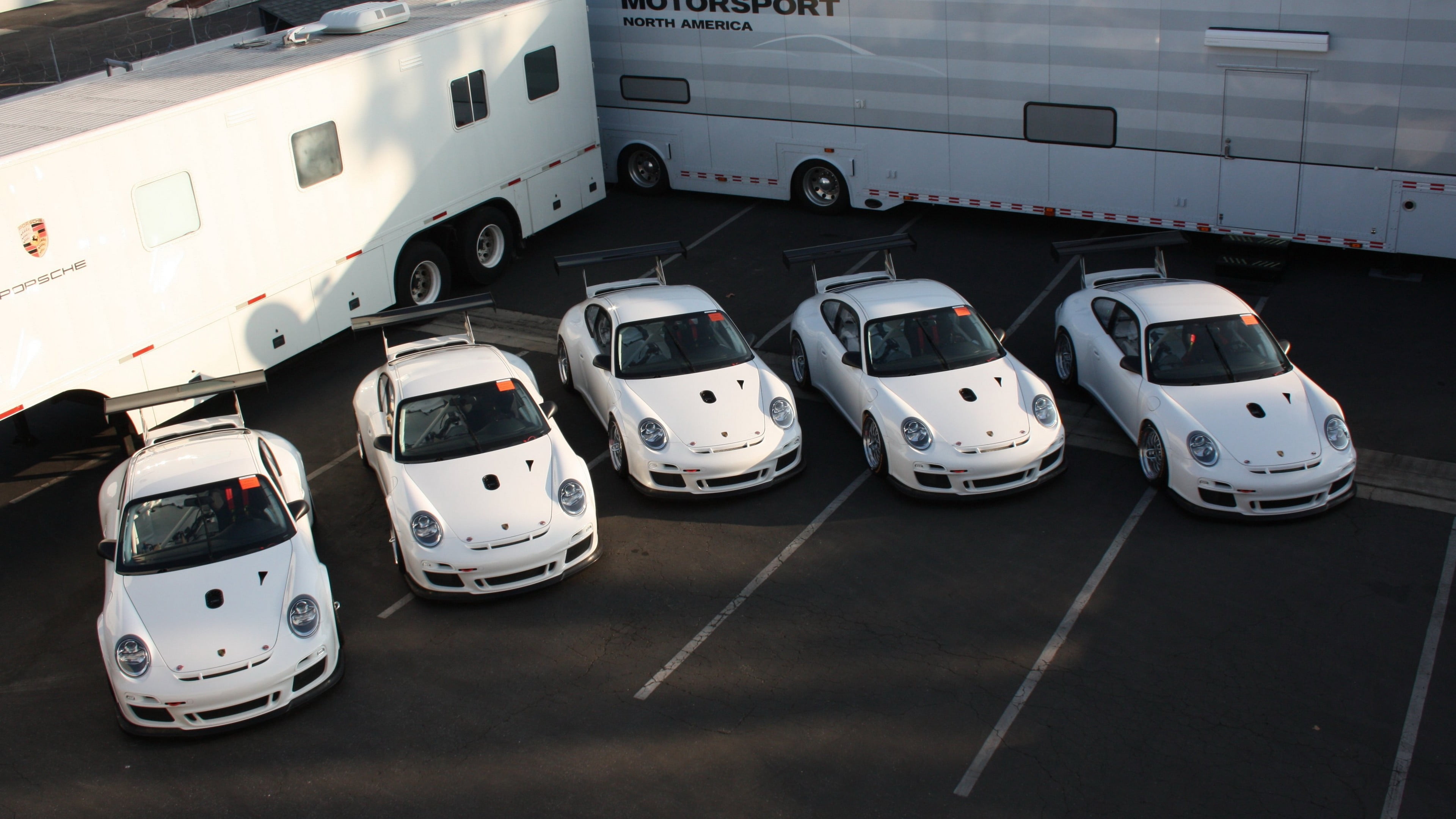 nature, technology, travel, side by side, in a row, car, white cars, day, mode of transportation, 4K, stationary, land vehicle, white, Porsche, no people, HD Wallpaper
