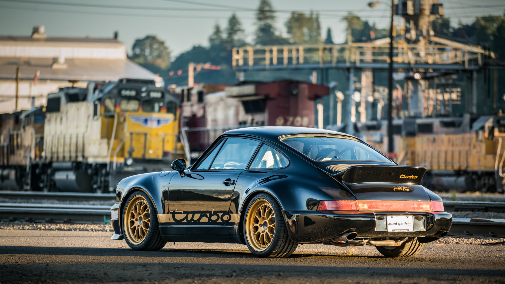 Porsche, Old Car, Sport Car, Car, Porsche 964 Turbo, 1080P, Coupé, Black Car, HD Wallpaper