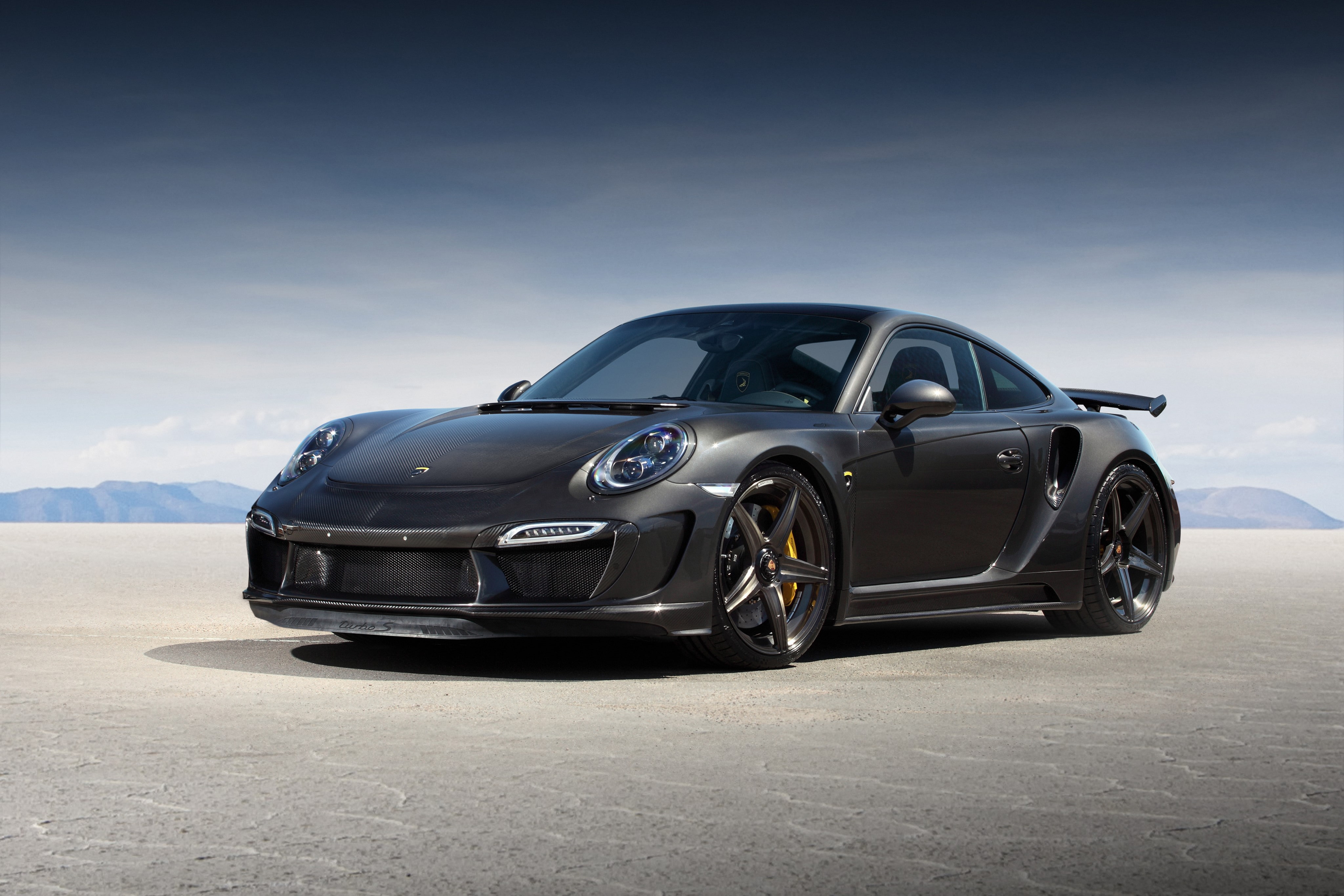 Black, sports car, copy space, luxury, 991, Gtr, 4K, land vehicle, no people, racecar, nature, car, mode of transportation, day, Carbon edition, 911, travel, HD Wallpaper