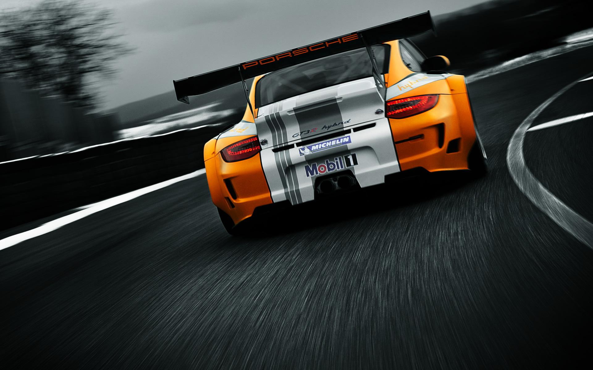 hybrid, porsche, r, cars, 1080P, white, orange, gt, HD Wallpaper