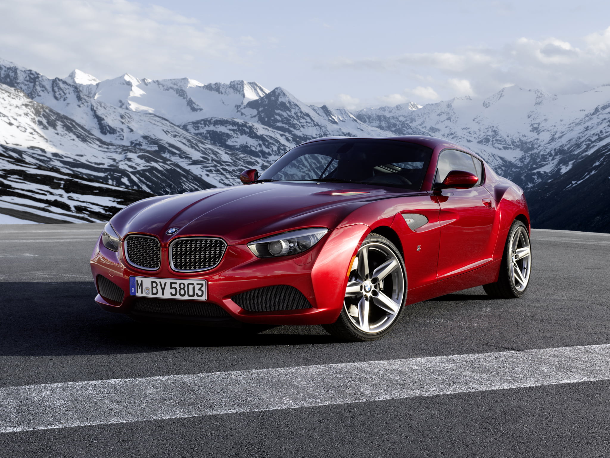 the front, white, technology, sports Car, day, mountain, design, modern, speed, winter, engine, z, mountains.clouds, cold temperature, snowcapped mountain, HD Wallpaper