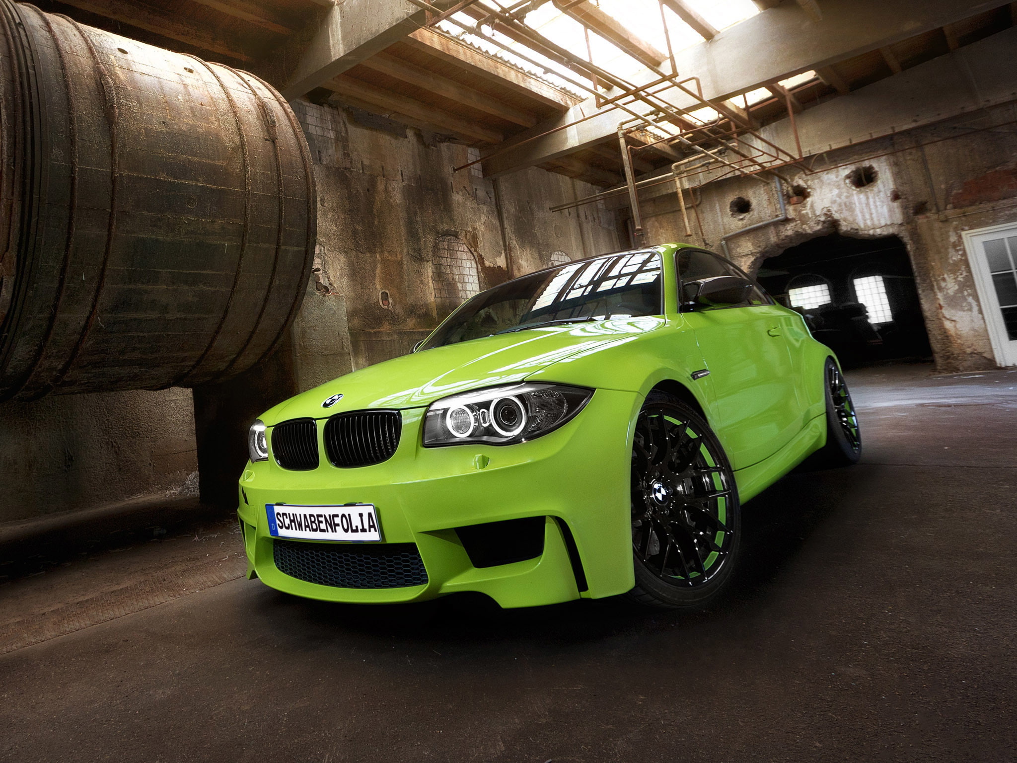 1080P, green, Coupe, 1 series, the front, tuning, BMW, machine, HD Wallpaper