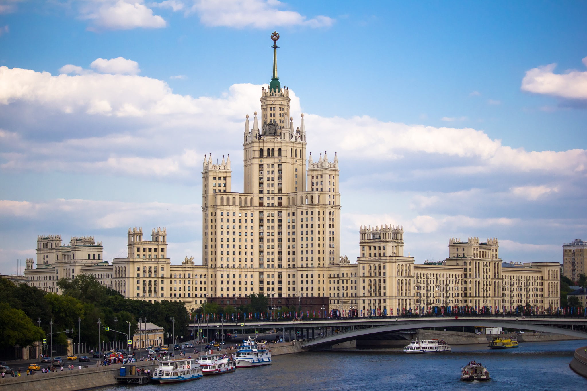 Moscow, Russia, 1080P, skyscraper, Kotelnicheskaya embankment, The Poliakova, HD Wallpaper