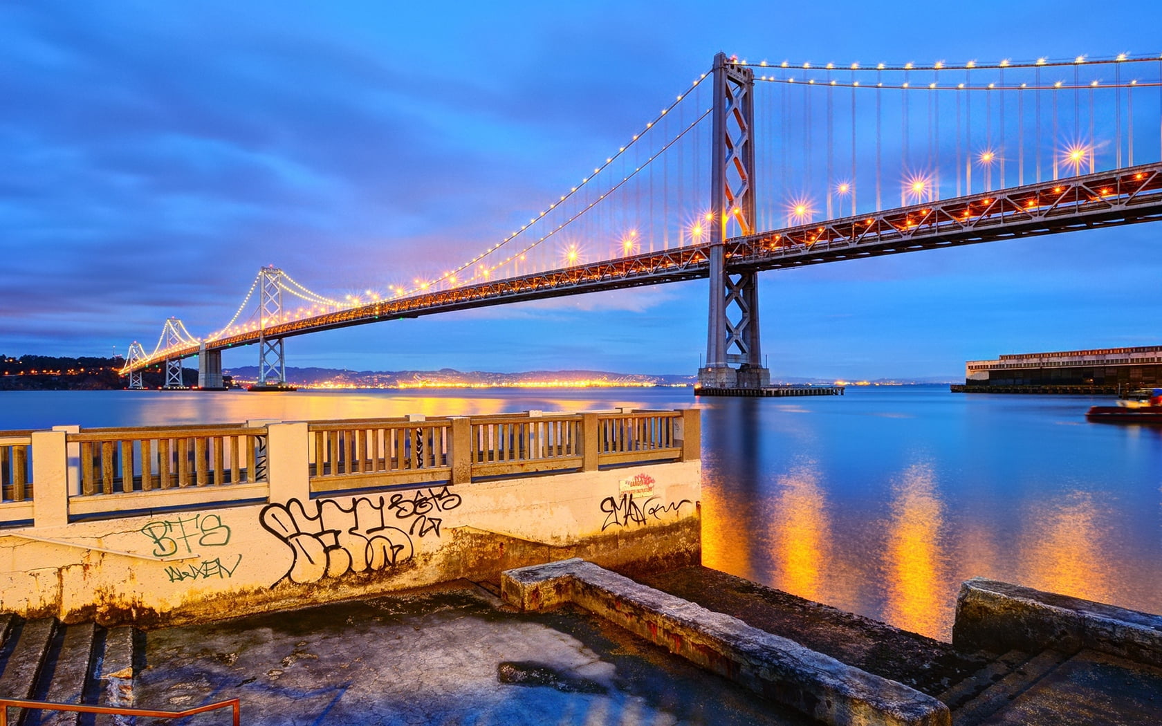 outdoors, manhattan Bridge, water, travel Destinations, nature, san francisco, suspension Bridge, architecture, city Life, cityscape, dusk, manhattan - New York City, HD Wallpaper