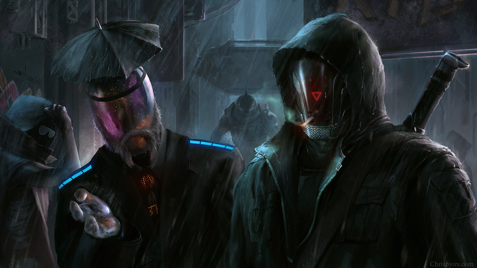 1080P, video games, hd, umbrella, man, smoking, rain, last, standing, HD Wallpaper