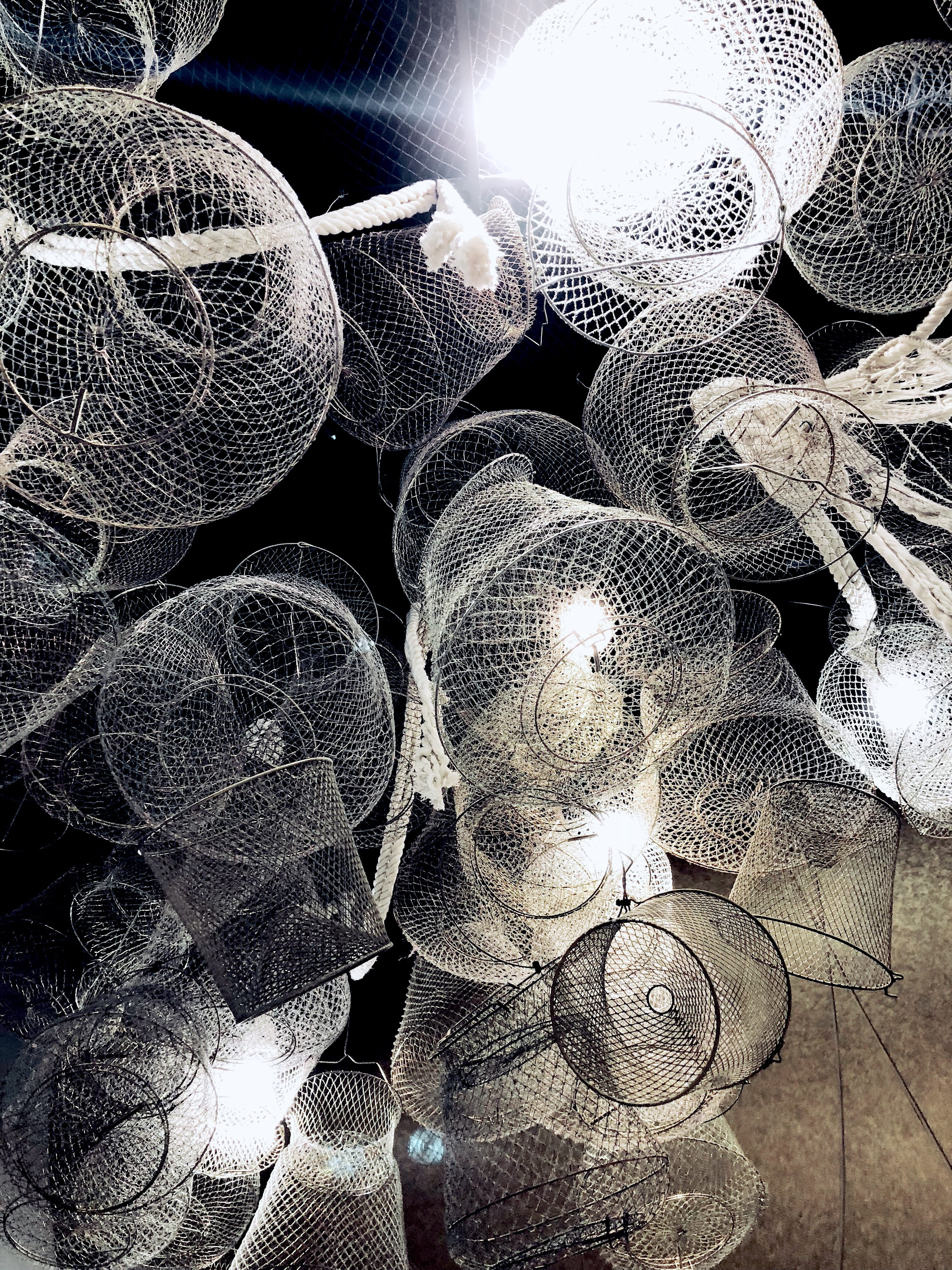 design, 4K, light, abundance, backgrounds, decoration, hanging, stack, full frame, lights, south korea, christmas, pattern, day, close-up, fishing net, Phone HD Wallpaper
