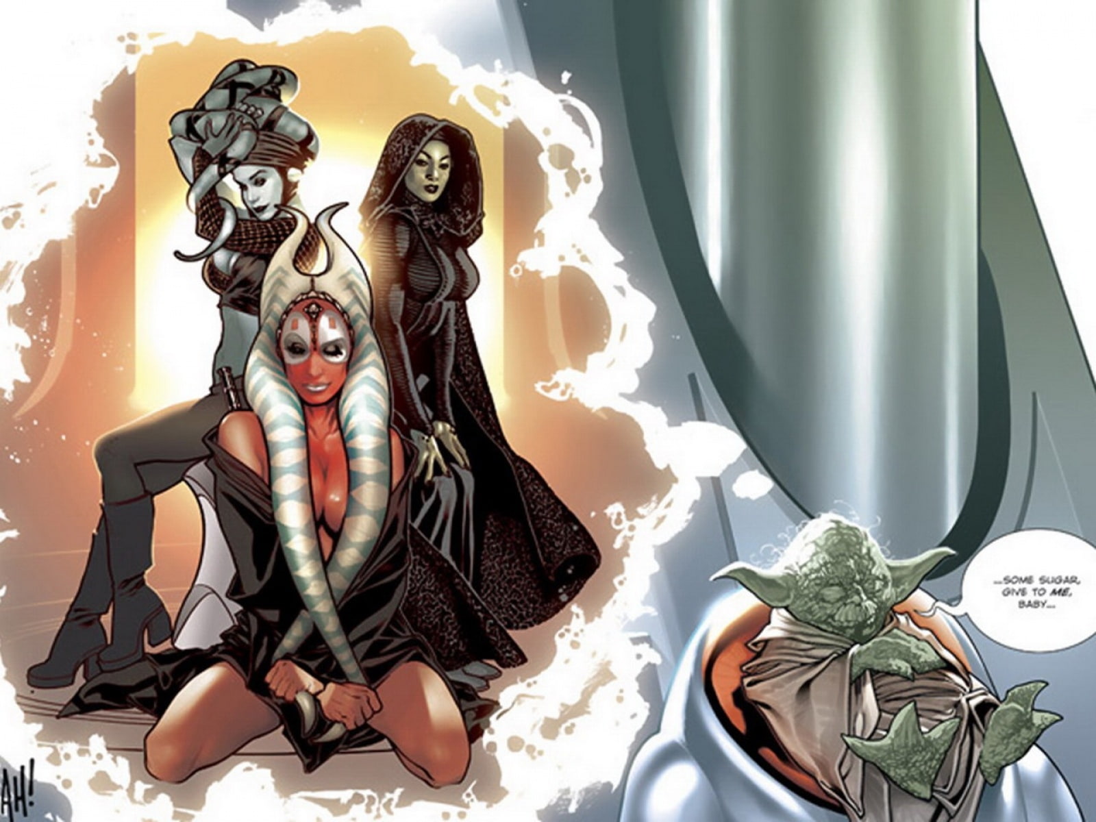 720P, comic, harem, yoda, HD Wallpaper