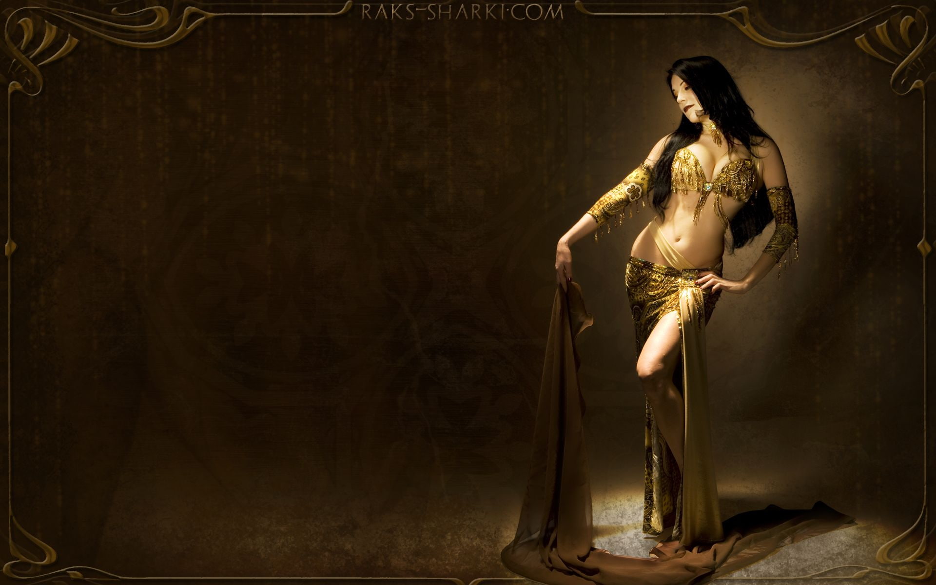 harem, beautiful woman, 1080P, elegance, gold colored, long hair, arts culture and entertainment, arabe, adult, full length, fashion, young women, hairstyle, HD Wallpaper