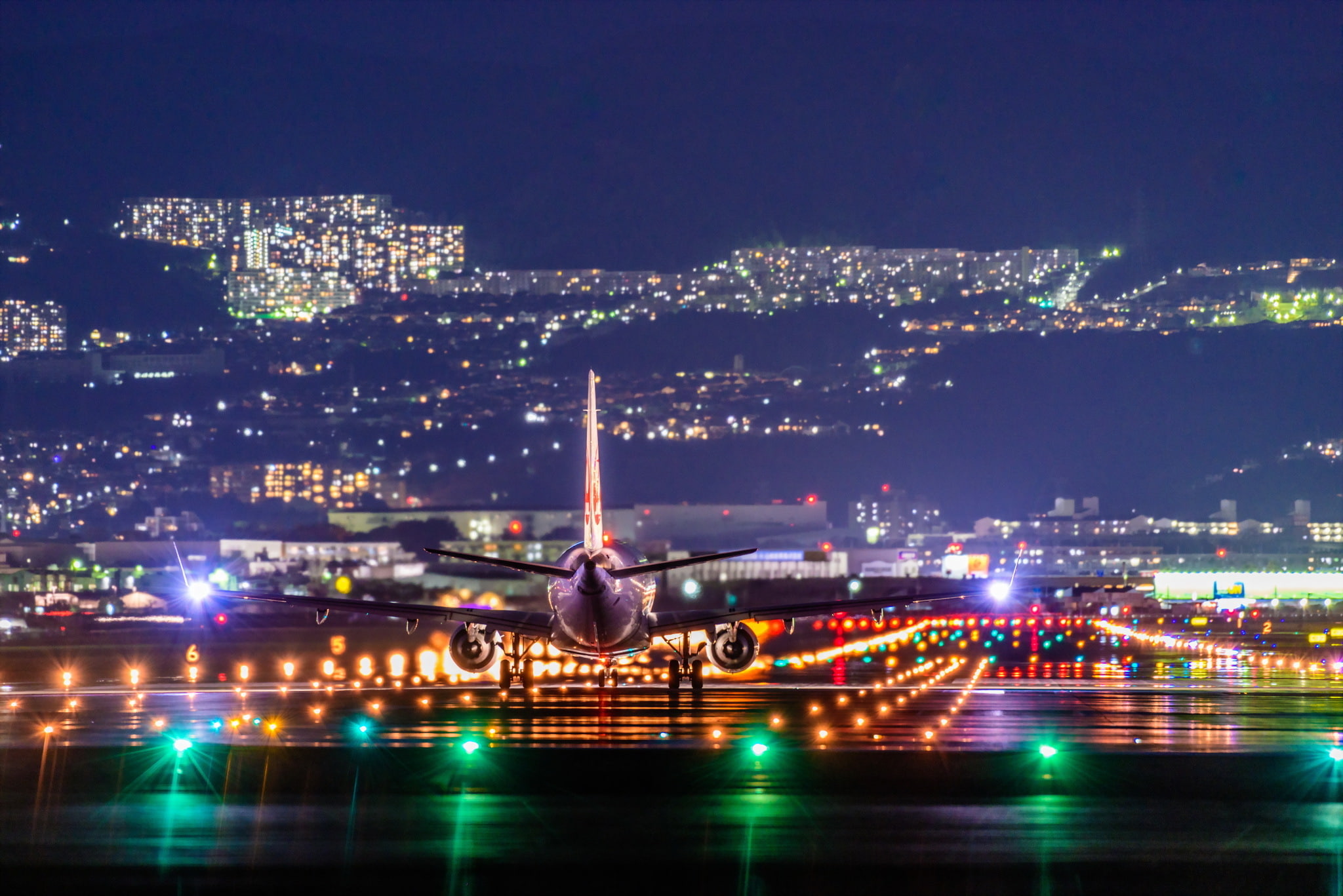Itami Airport, NightView, Airplane, 1080P, HD Wallpaper