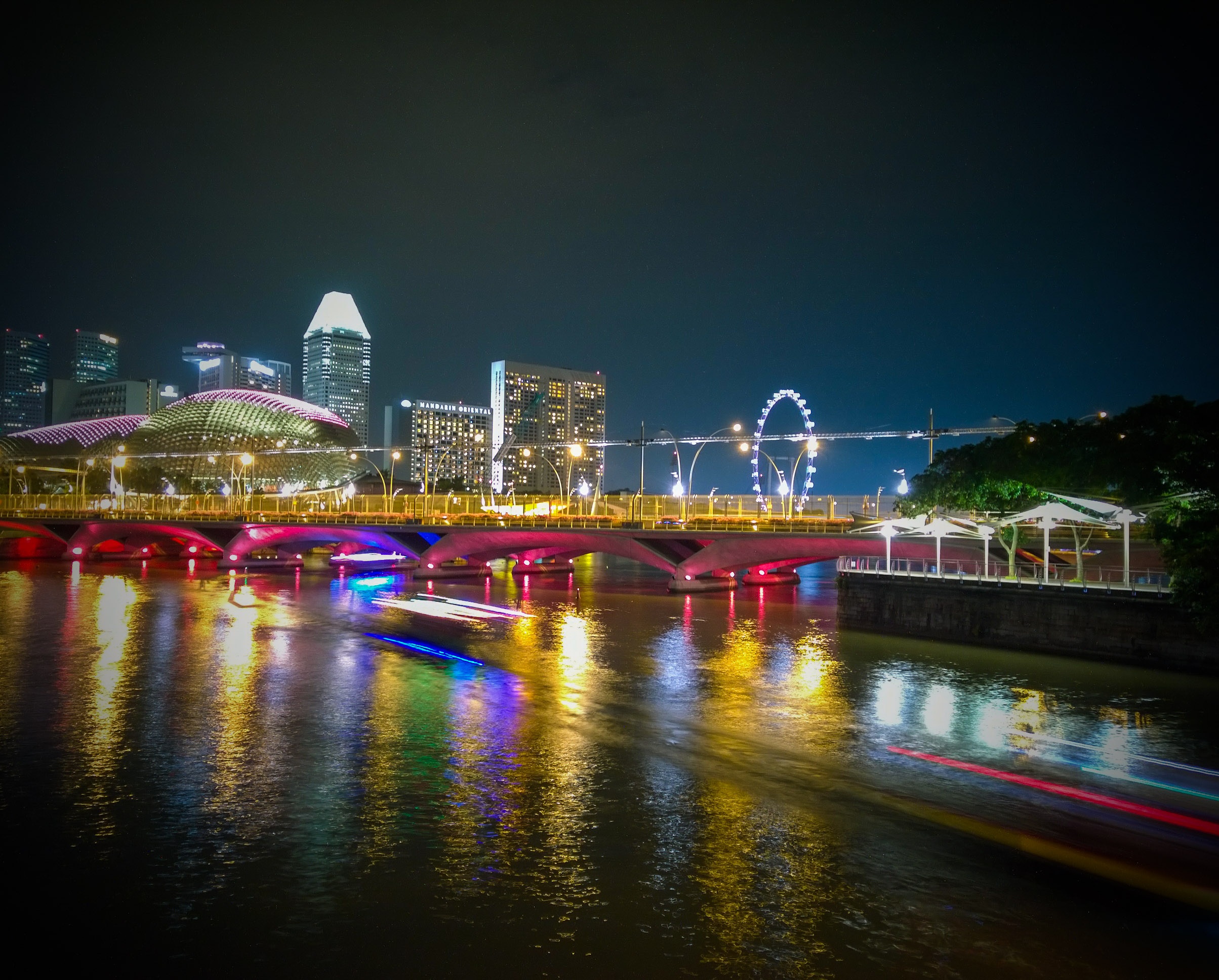 river, nightview, city, singapore, outdoors, tower, architecture, built structure, nature, modern, urban, marina bay, bank, colour, building exterior, boat, HD Wallpaper
