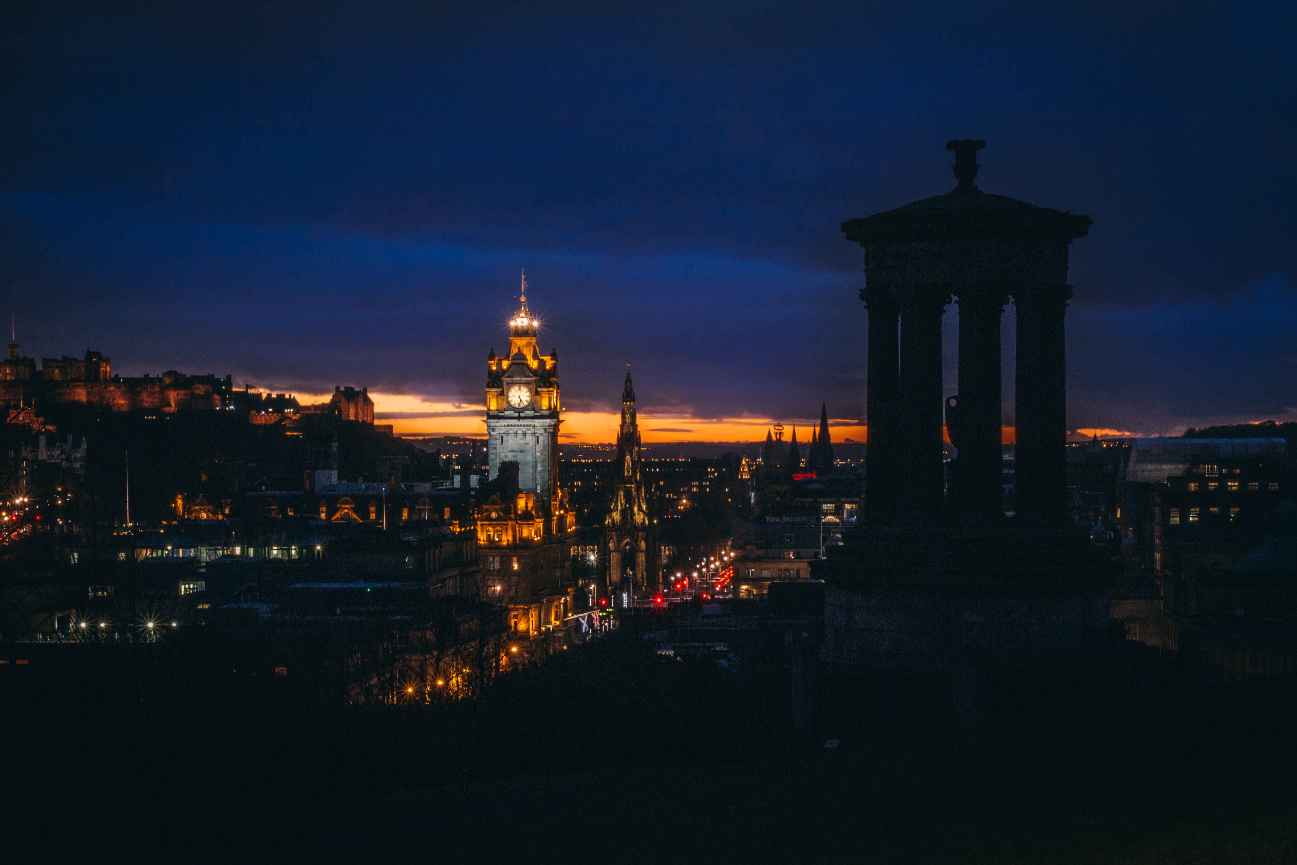 history, illuminated, building, built structure, travel, cityscape, tourism, sky, nightview, city, building exterior, outdoors, bridge, the past, edinburgh, HD Wallpaper