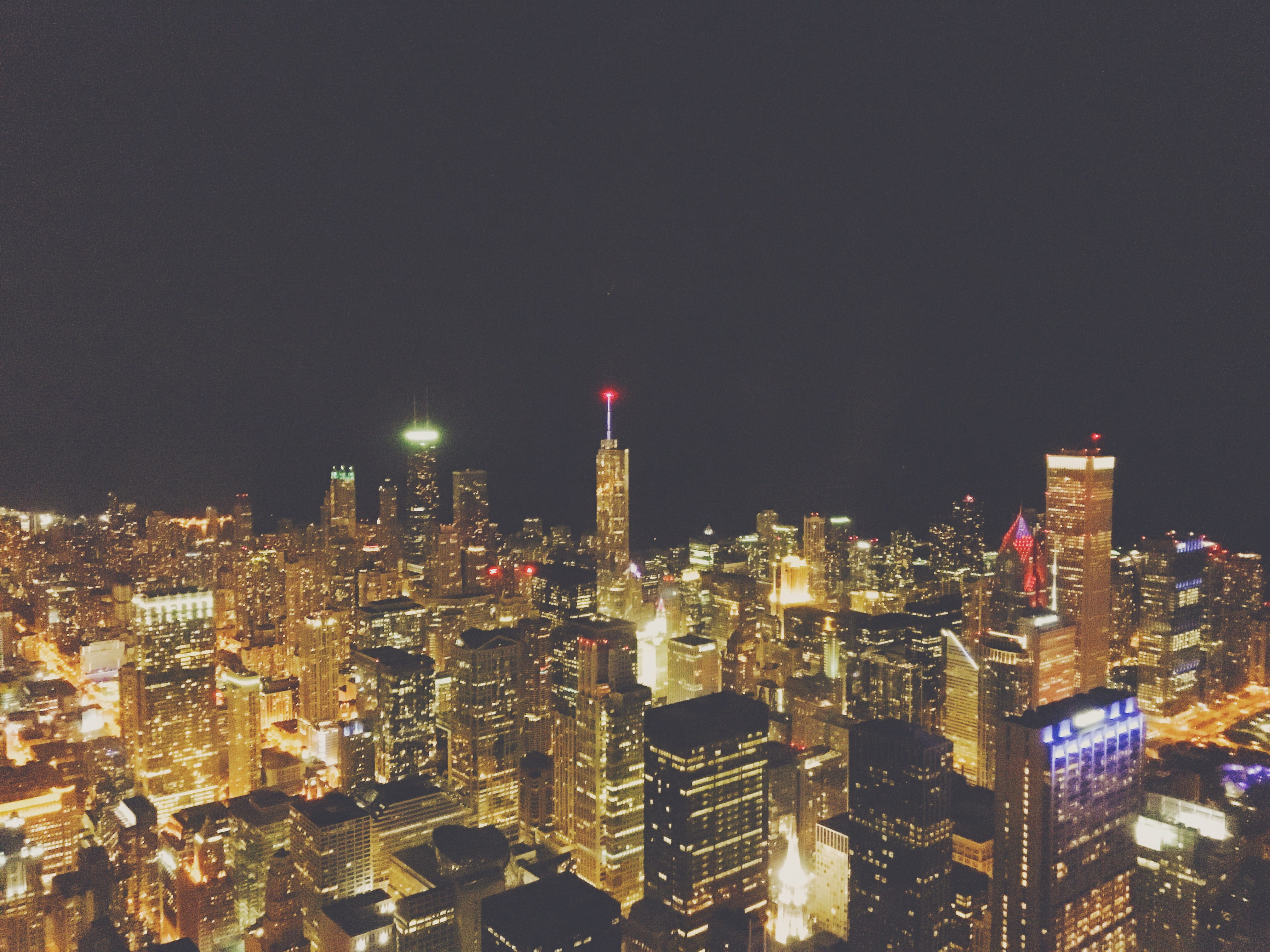 city, office, no people, chicago, office building exterior, architecture, watertower, night, skyscraper, travel destinations, built structure, spire, illinois, HD Wallpaper