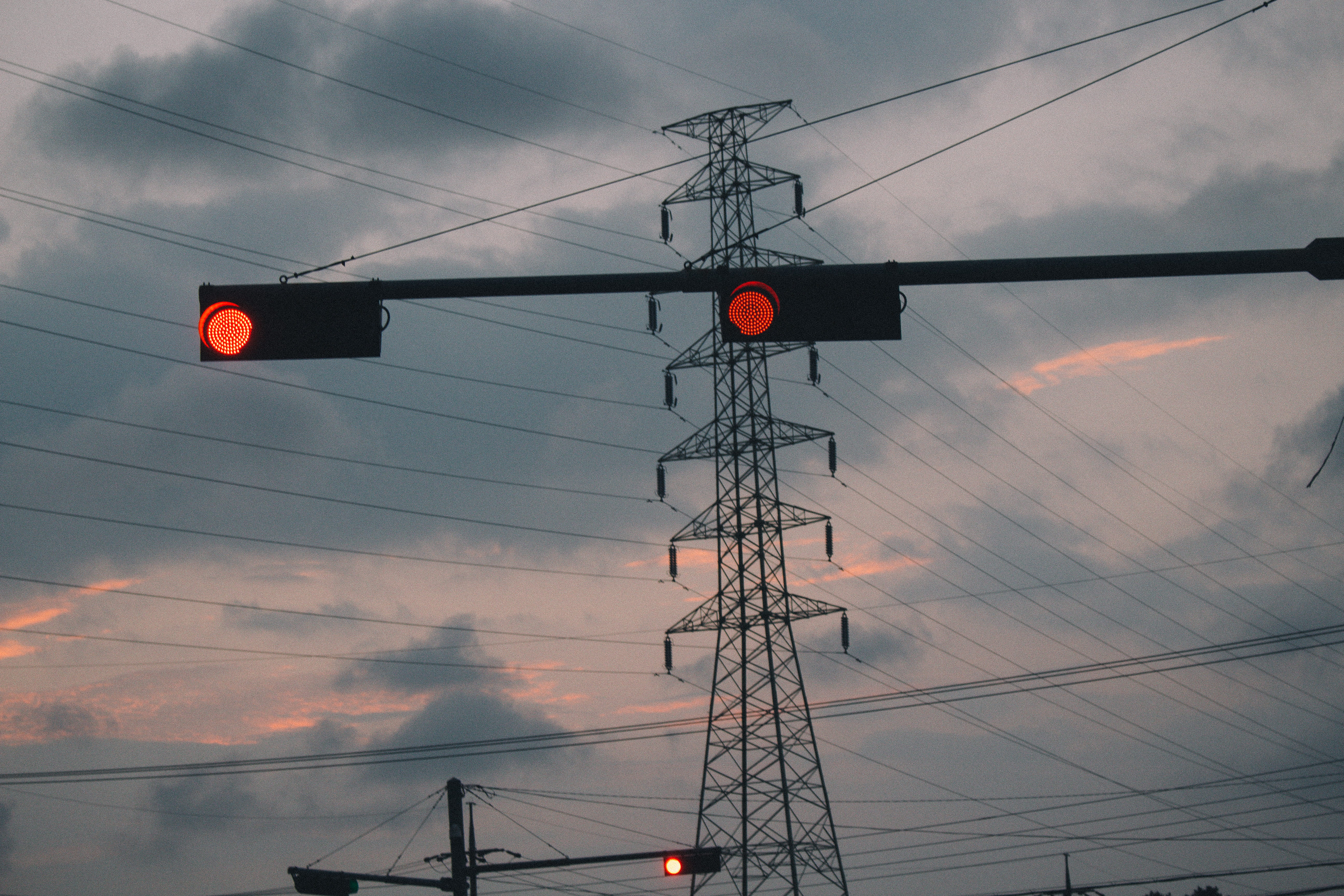 jeju-do, sunlight, electricity, 5K, red light, traffic, technology, power line, telegraph, no people, sign, fuel and power generation, telegraph pole, HD Wallpaper