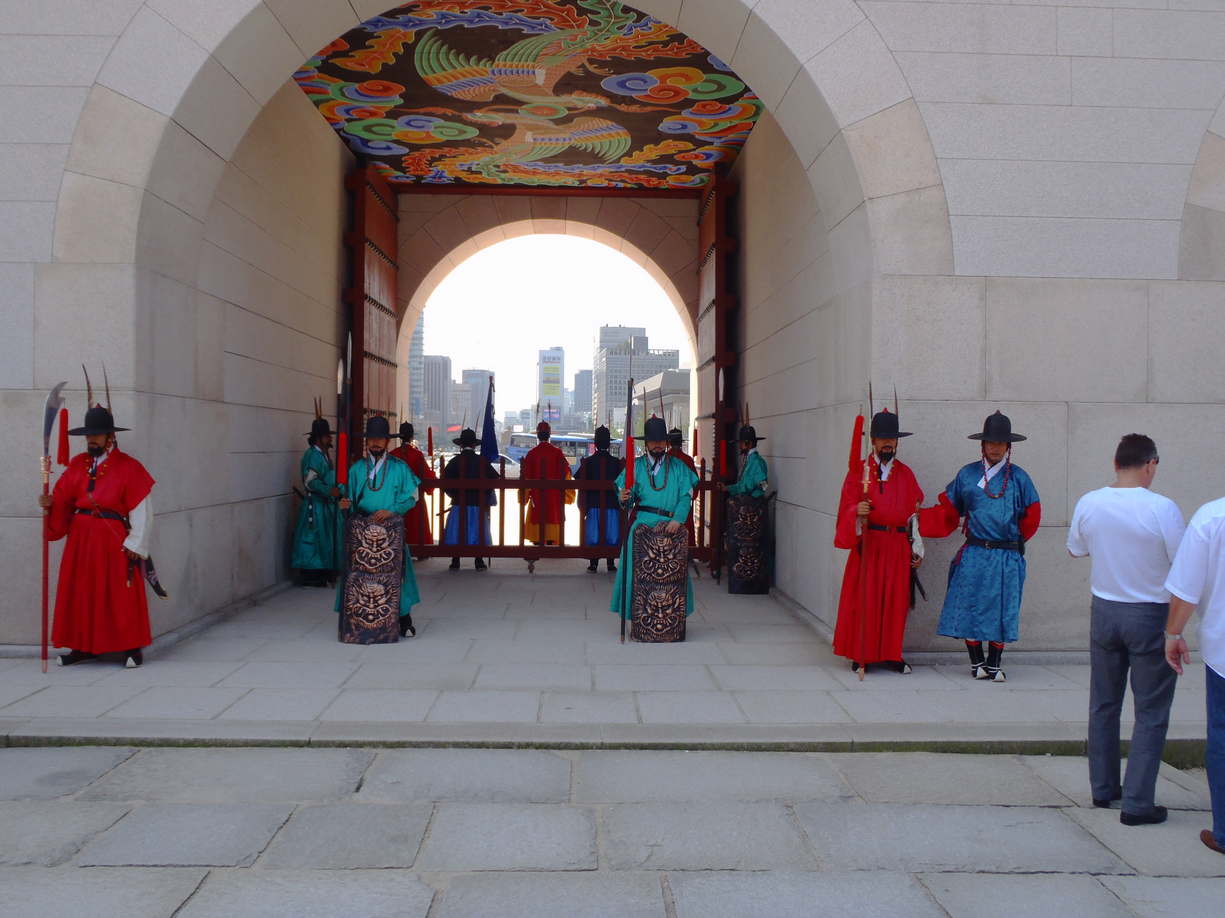 near, rear view, built structure, group of people, architecture, men, 4K, spirituality, city, wearing, women, korea, people, architectural column, standing, HD Wallpaper