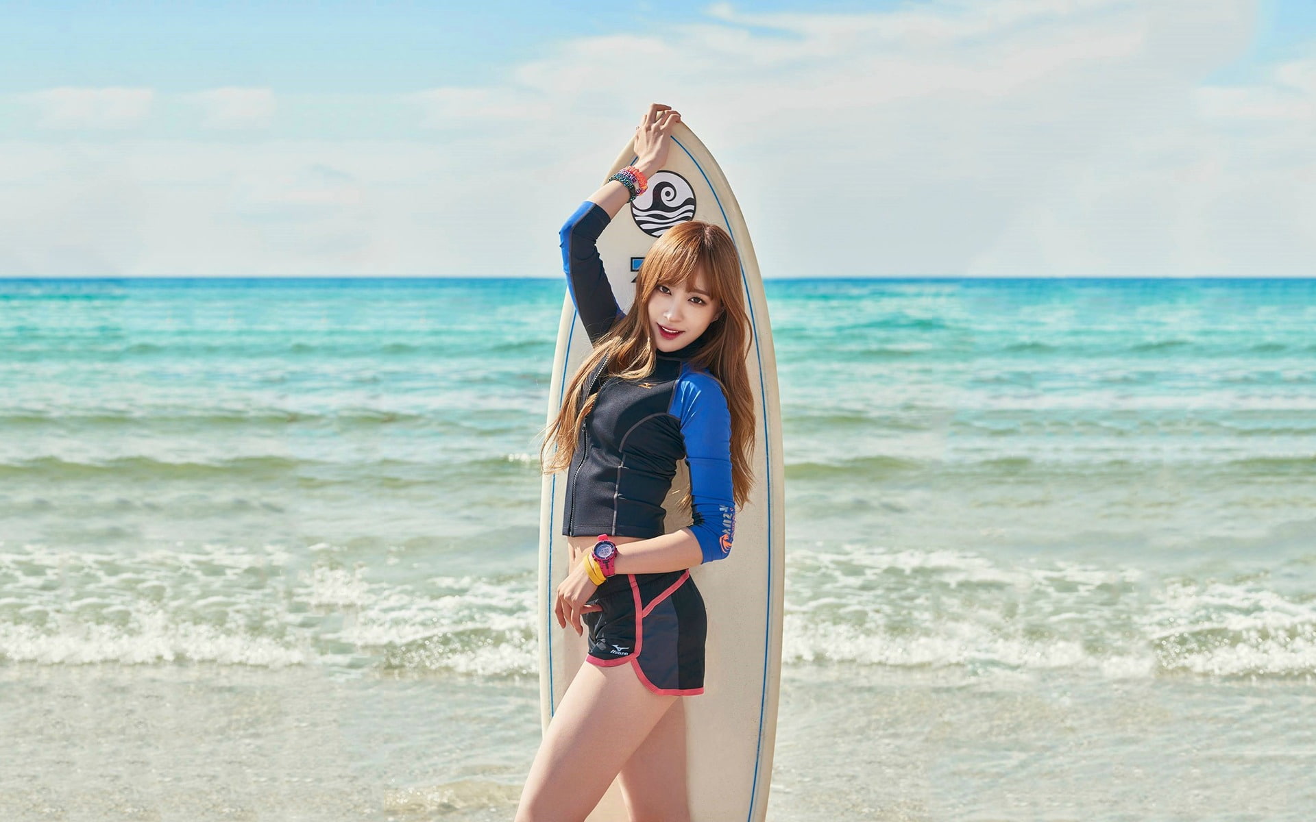 one person, photo, hair, hairstyle, women, 1080P, nature, outdoors, shirt, portrait, beauty in nature, sexy, korea, blue, looking at camera, s, exid, sky, HD Wallpaper